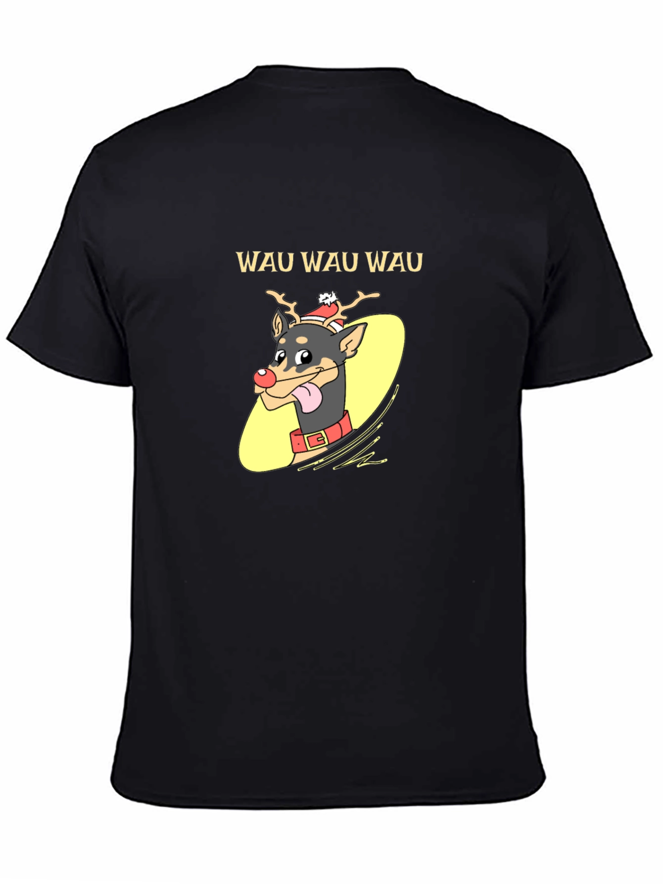 Festive Dog Graphic Tee - Holiday Humor Shirt
