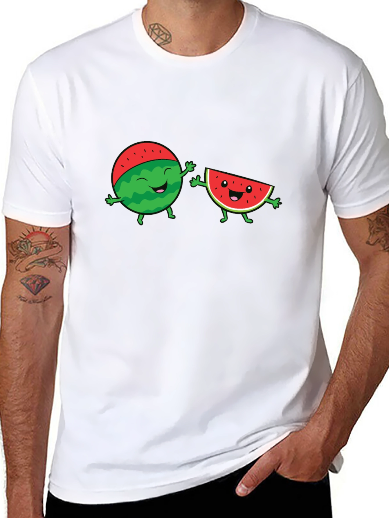 Watermelon Buddies Graphic T-Shirt - Black