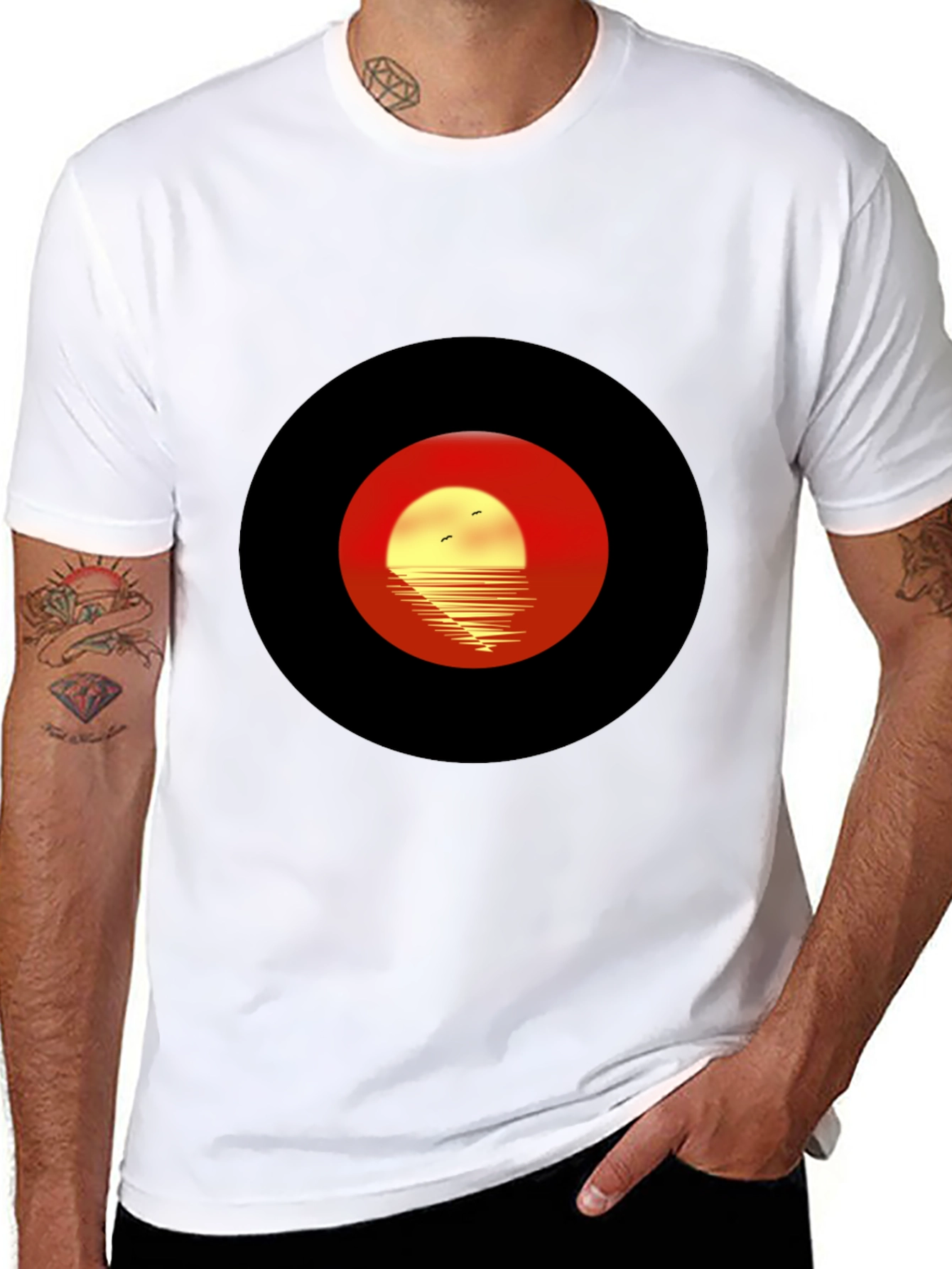 Sunset Silhouette Graphic Tee - Retro Style