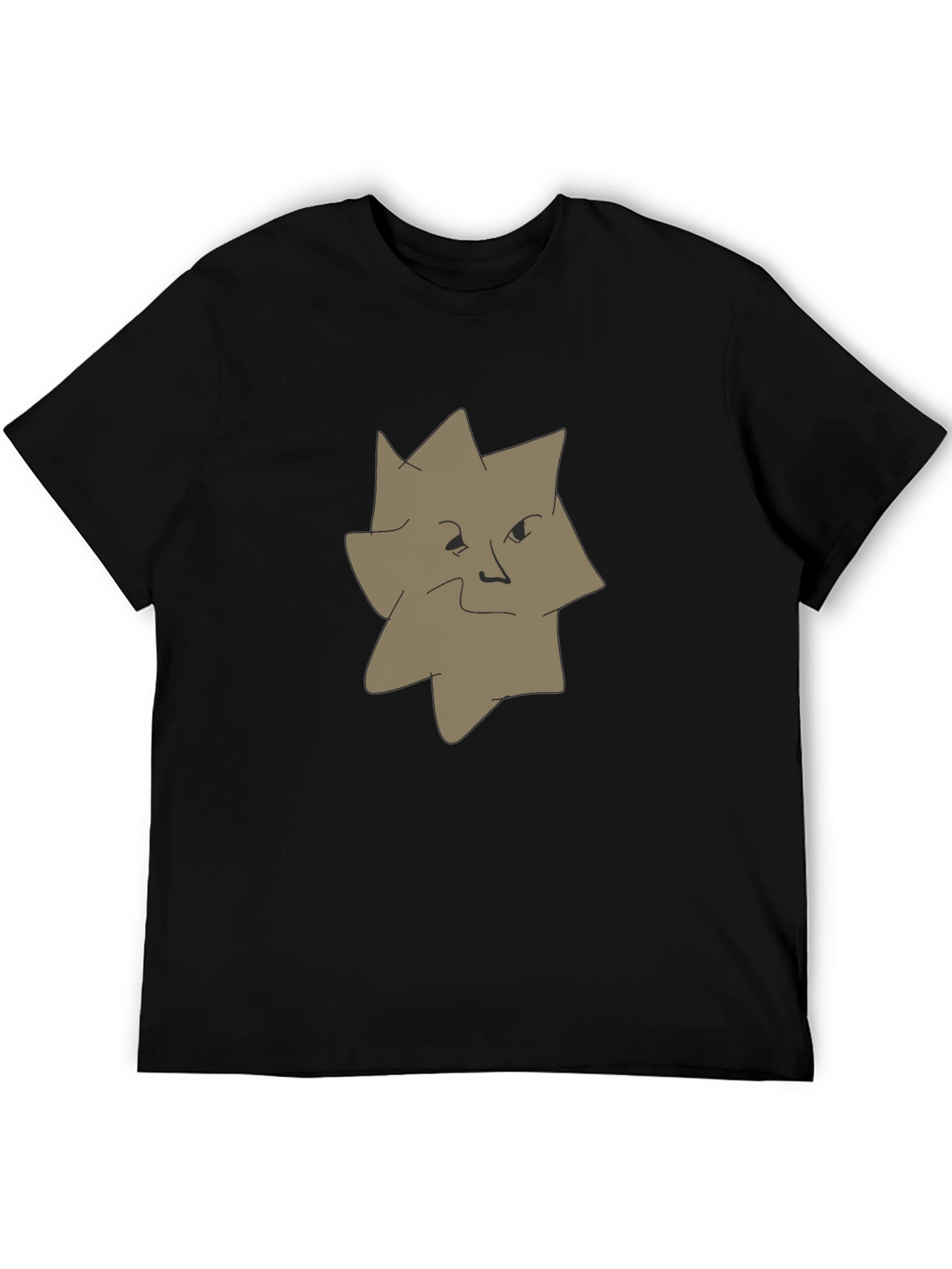Abstract Face Graphic Tee - Black Casual T-Shirt