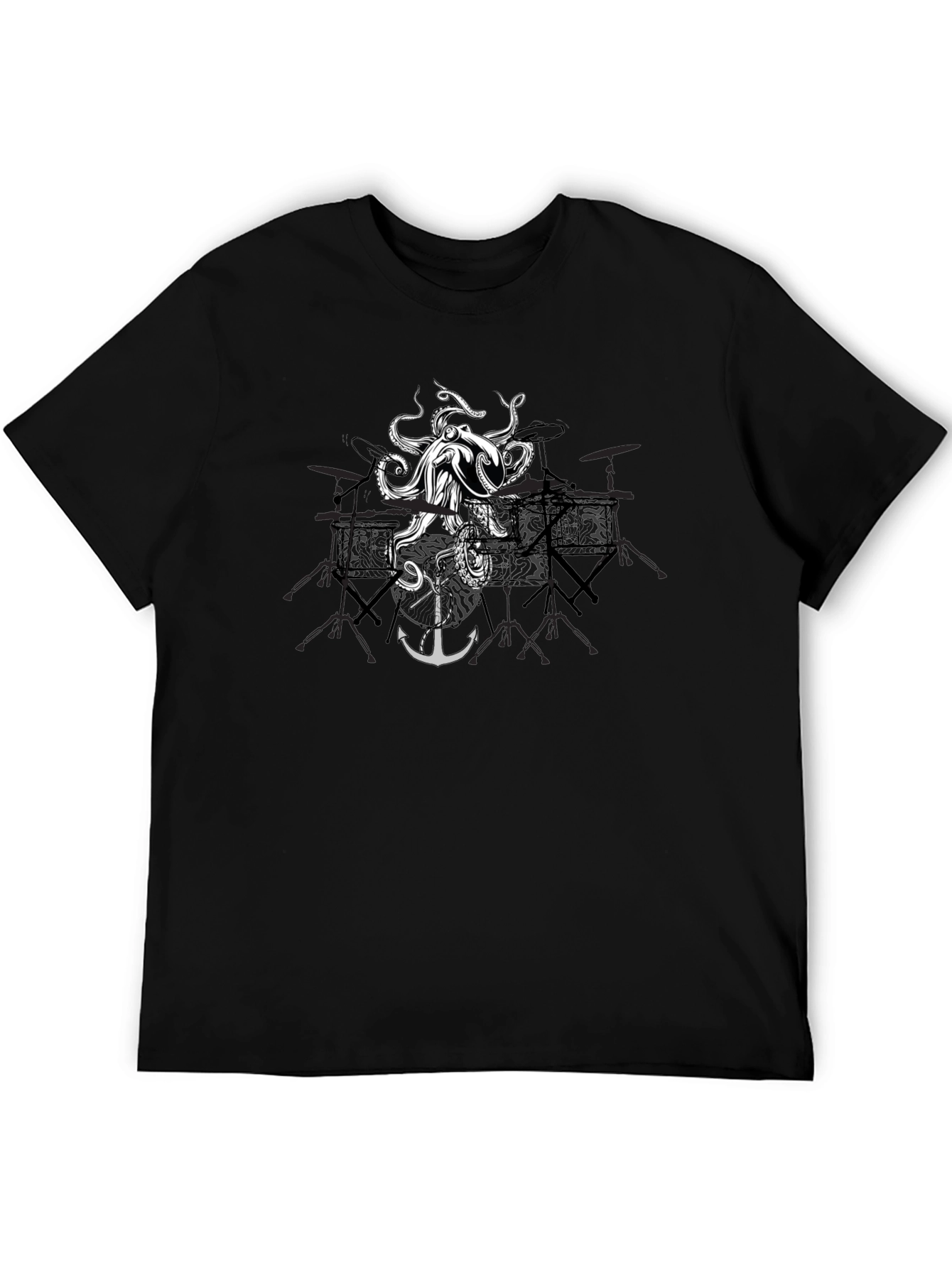 Octopus Drum Set Graphic Tee - Black