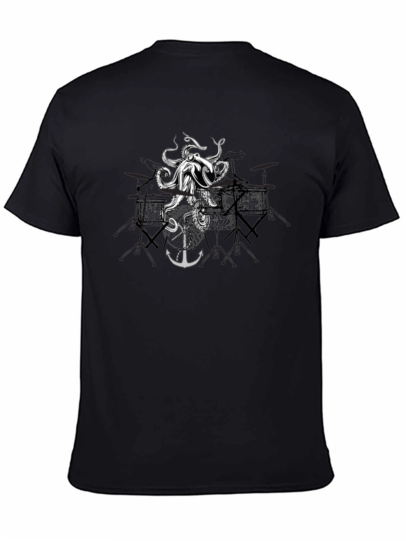 Octopus Drum Set Graphic Tee - Black