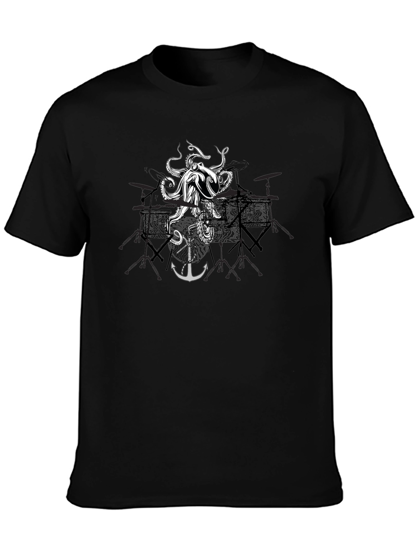 Octopus Drum Set Graphic Tee - Black