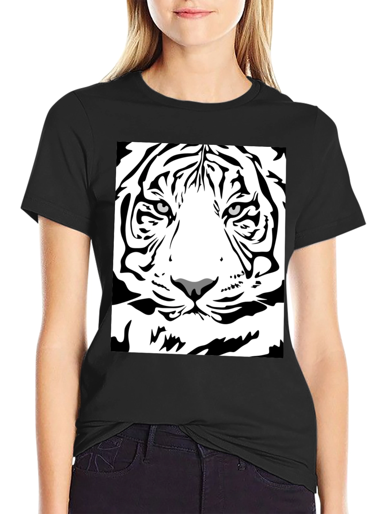 Tiger Face Graphic Tee - Mens Black T-Shirt