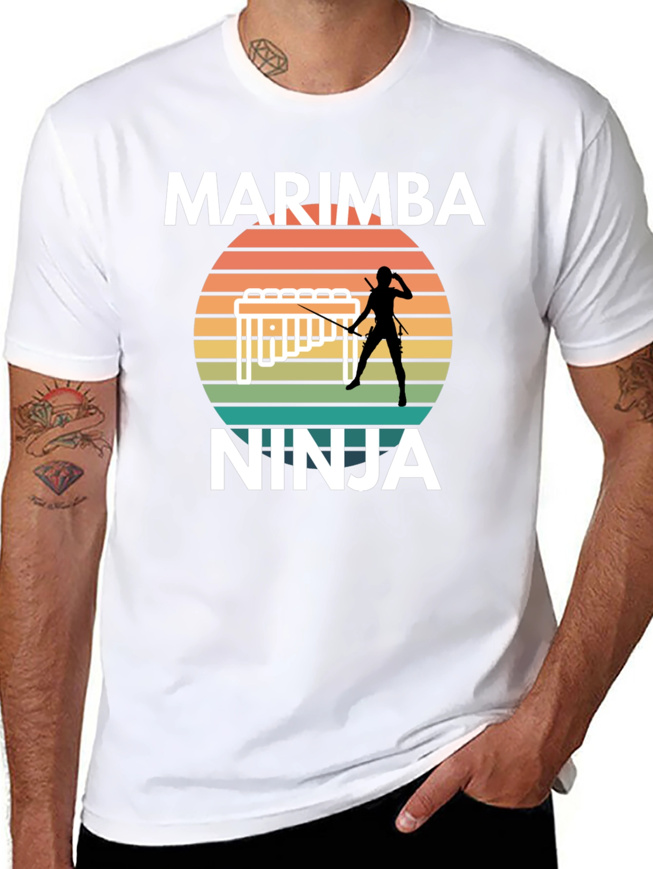 Marimba Ninja Graphic T-Shirt - Musical Martial Arts Tee