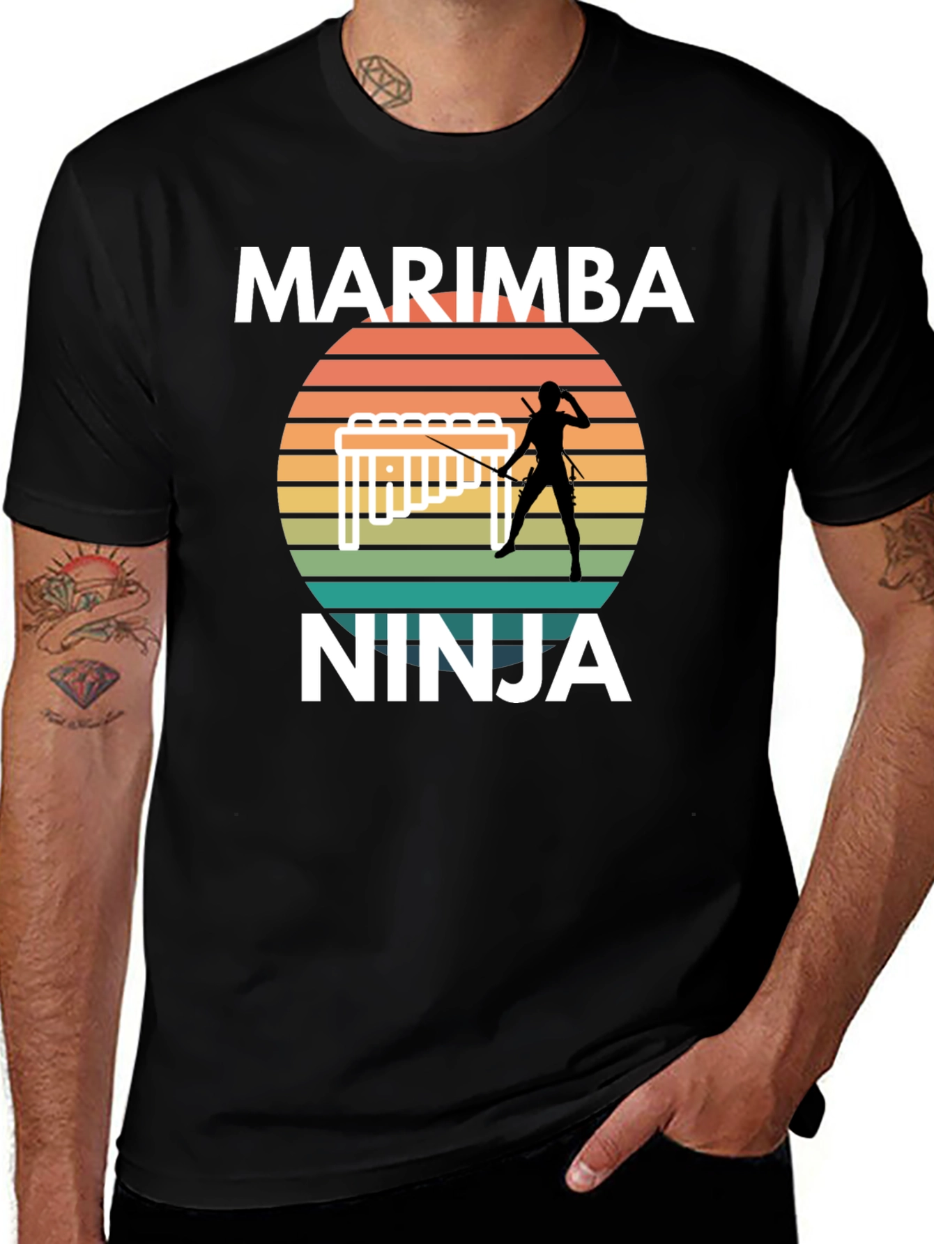 Marimba Ninja Graphic T-Shirt - Musical Martial Arts Tee