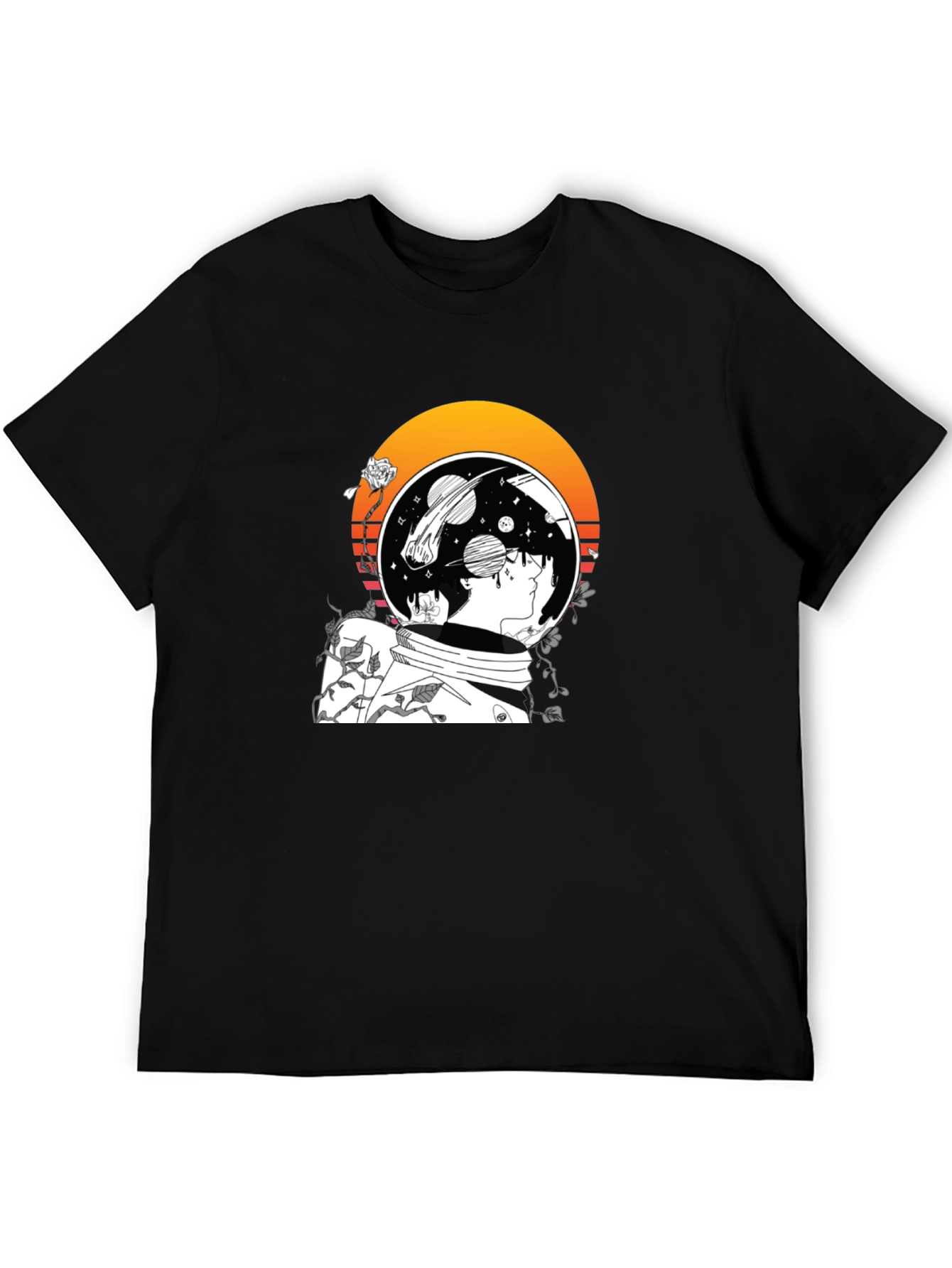 Astronaut Space Graphic T-Shirt - Black