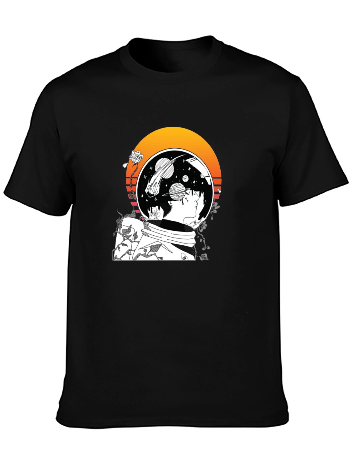Astronaut Space Graphic T-Shirt - Black