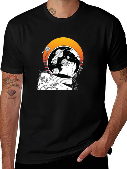 Astronaut Space Graphic T-Shirt - Black