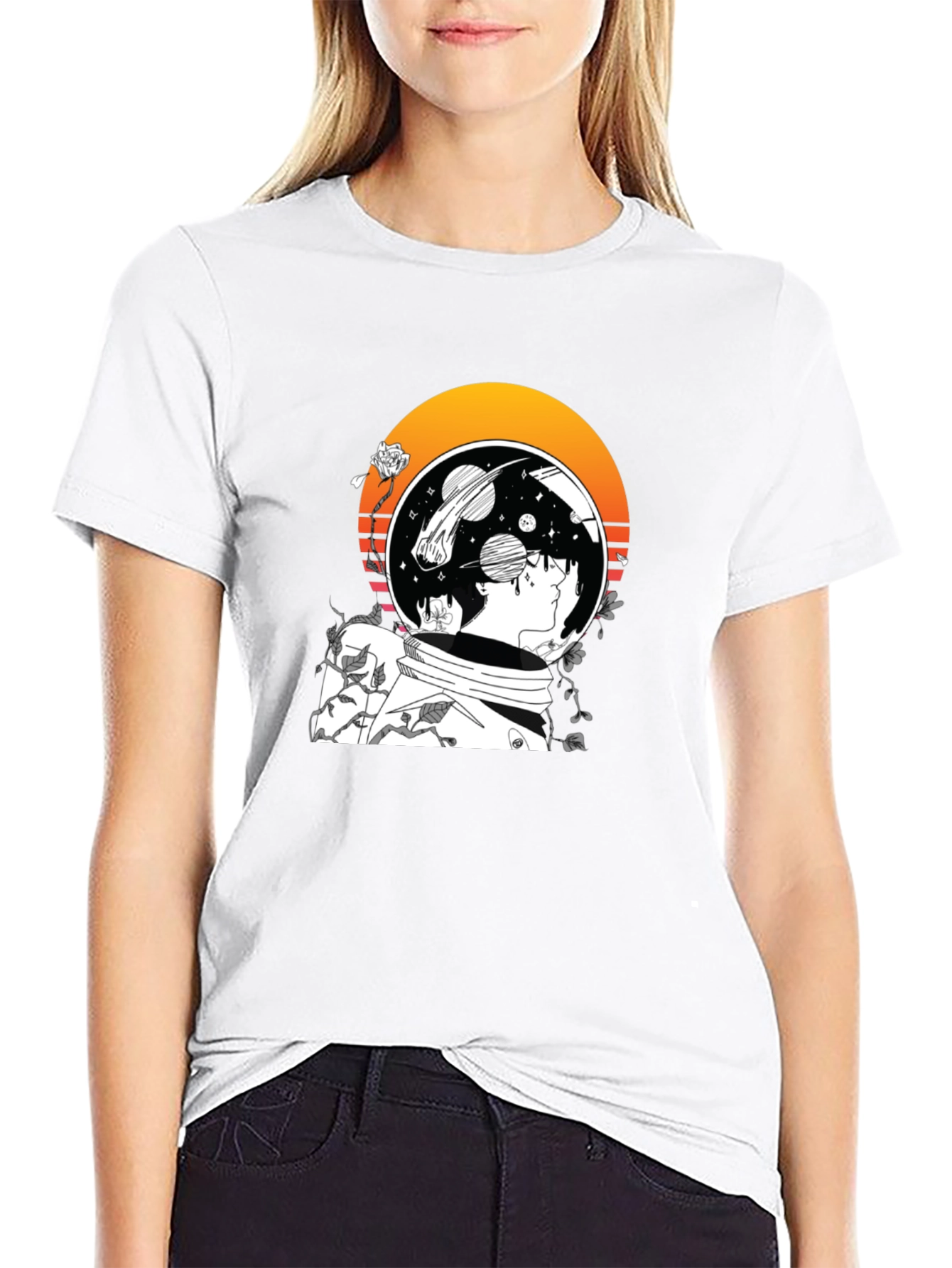 Astronaut Space Graphic T-Shirt - Black