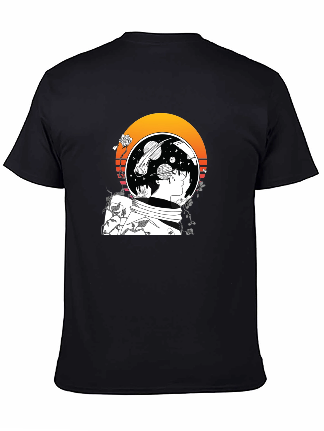 Astronaut Space Graphic T-Shirt - Black
