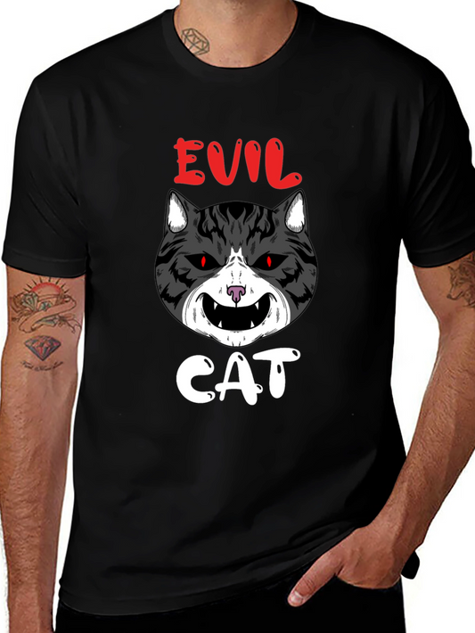 Evil Cat Graphic T-Shirt - Black