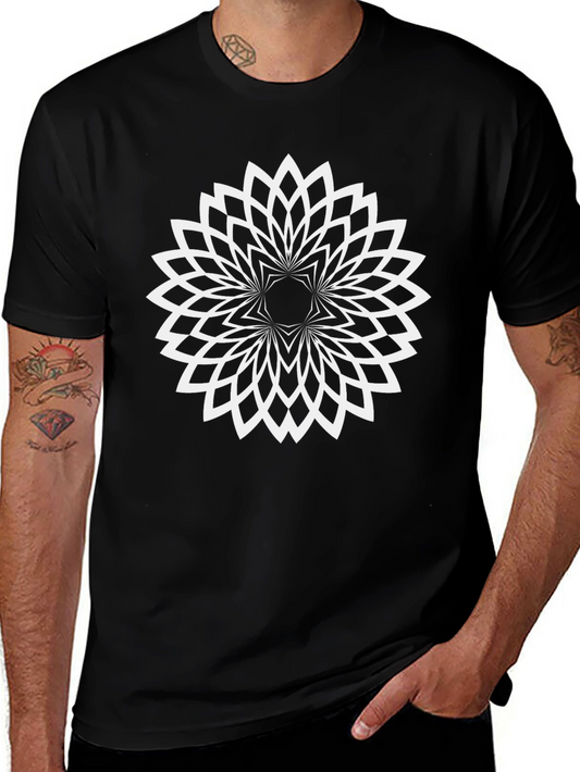 Abstract Geometric Flower Graphic T-Shirt