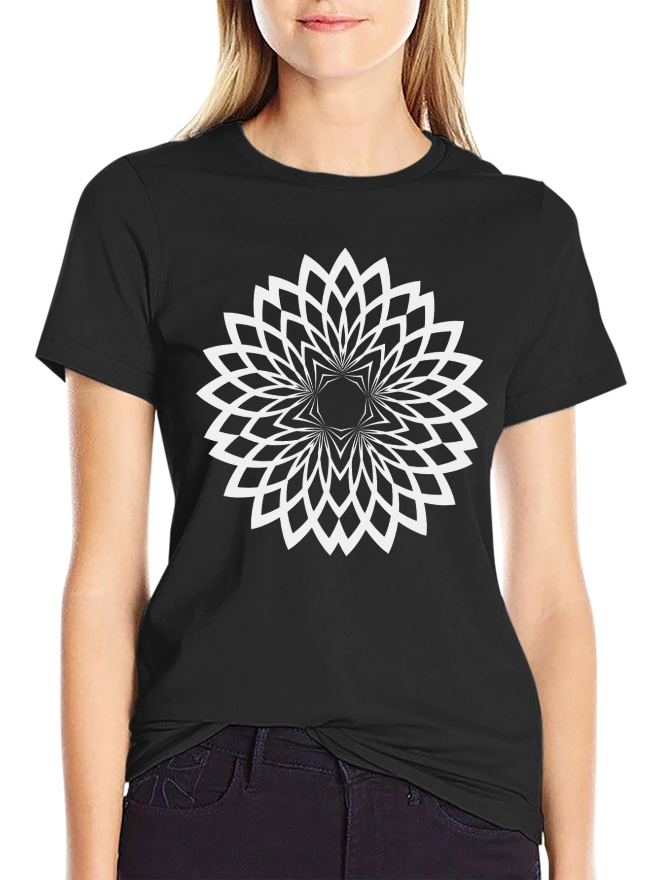 Abstract Geometric Flower Graphic T-Shirt