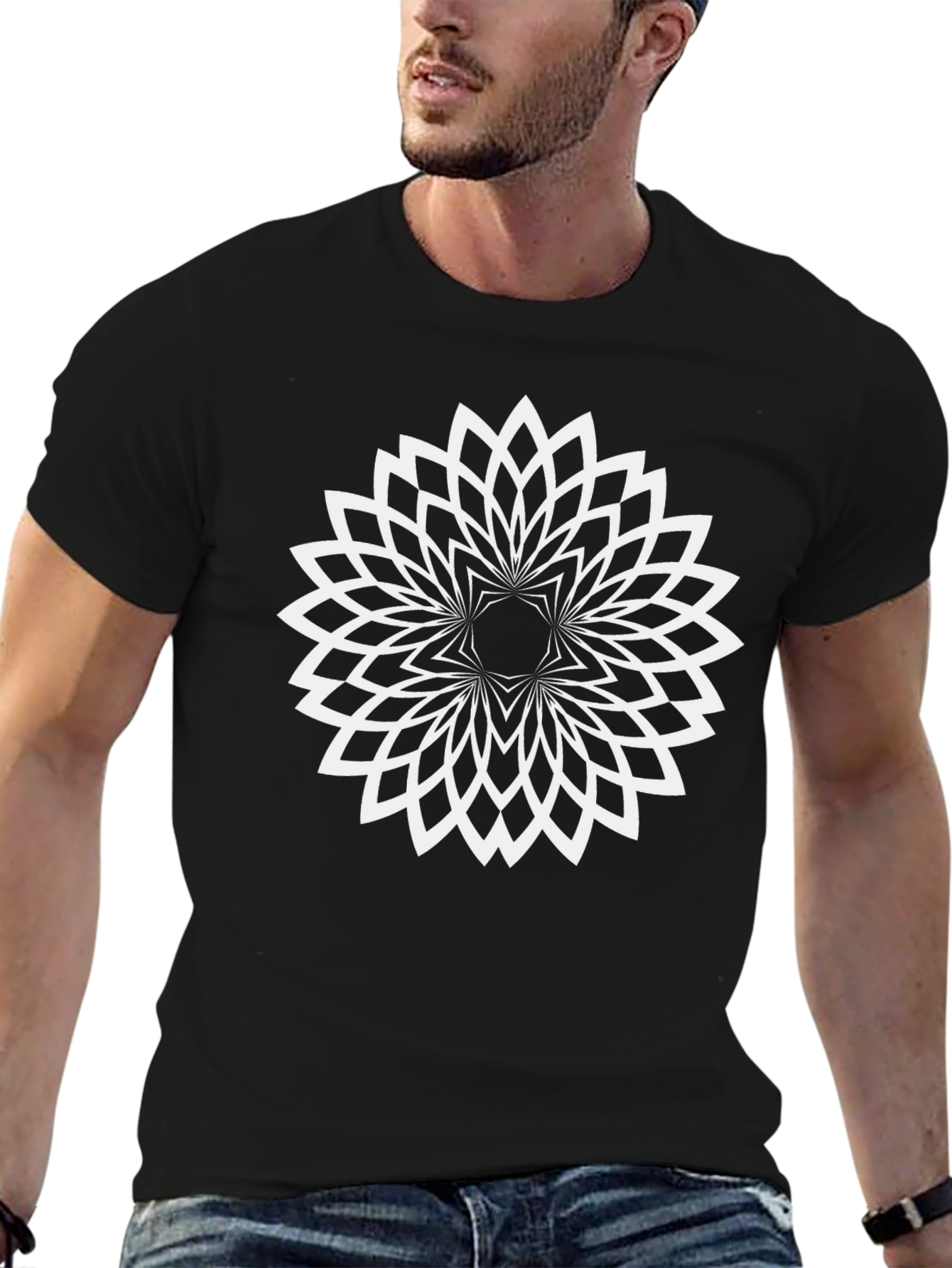 Abstract Geometric Flower Graphic T-Shirt