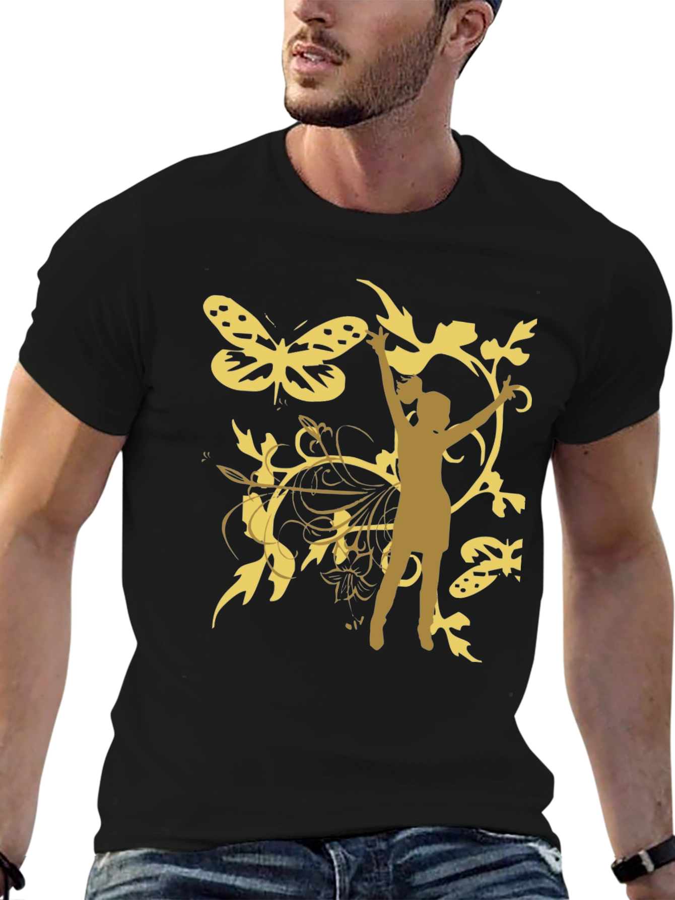 Butterfly Girl Graphic Tee - Stylish Black T-Shirt