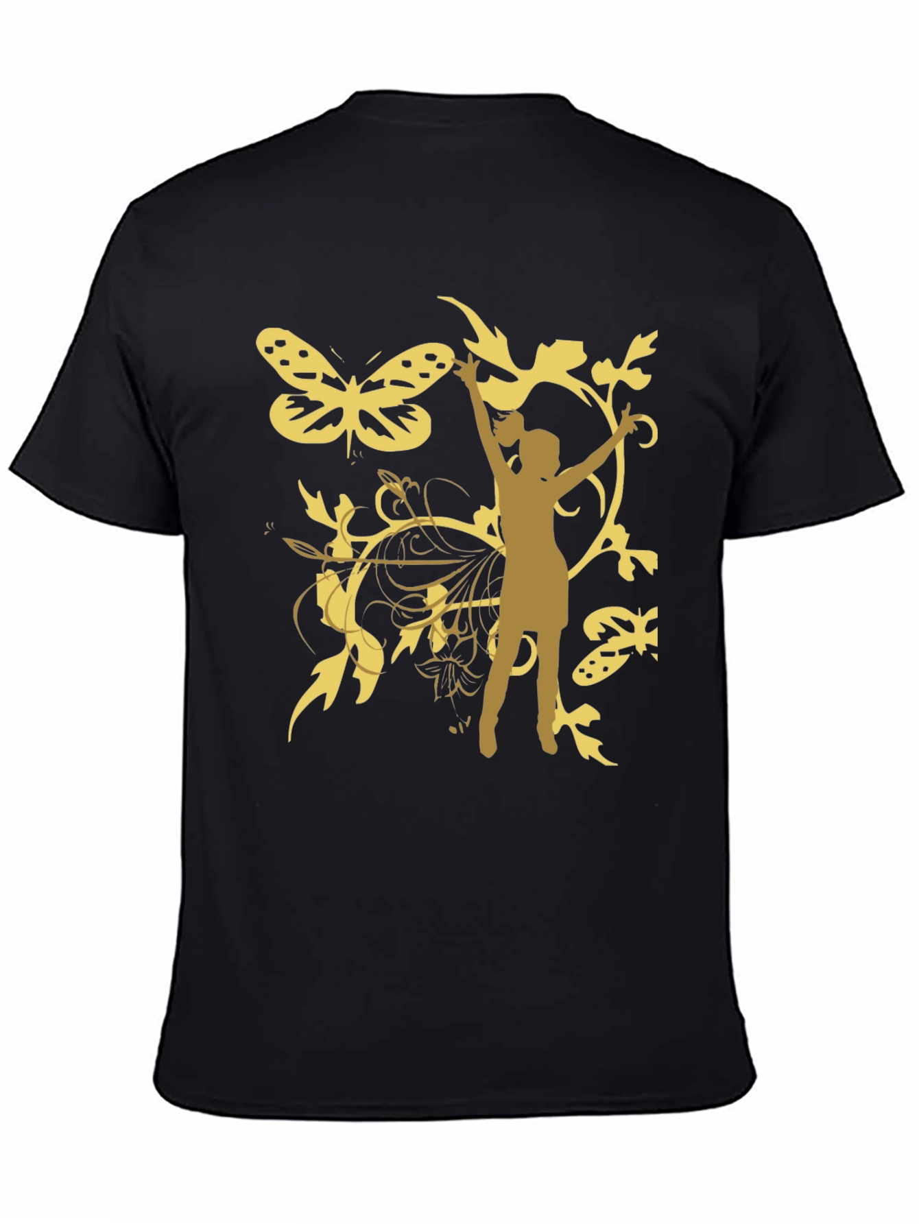 Butterfly Girl Graphic Tee - Stylish Black T-Shirt