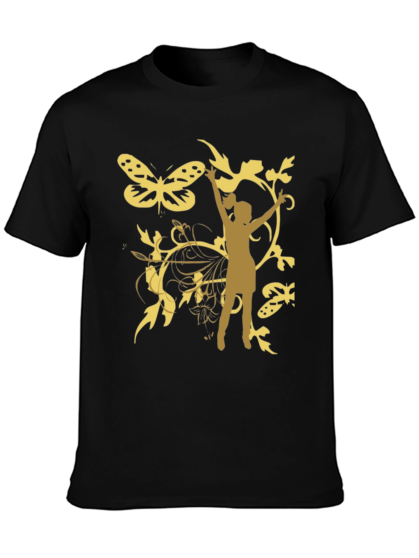 Butterfly Girl Graphic Tee - Stylish Black T-Shirt