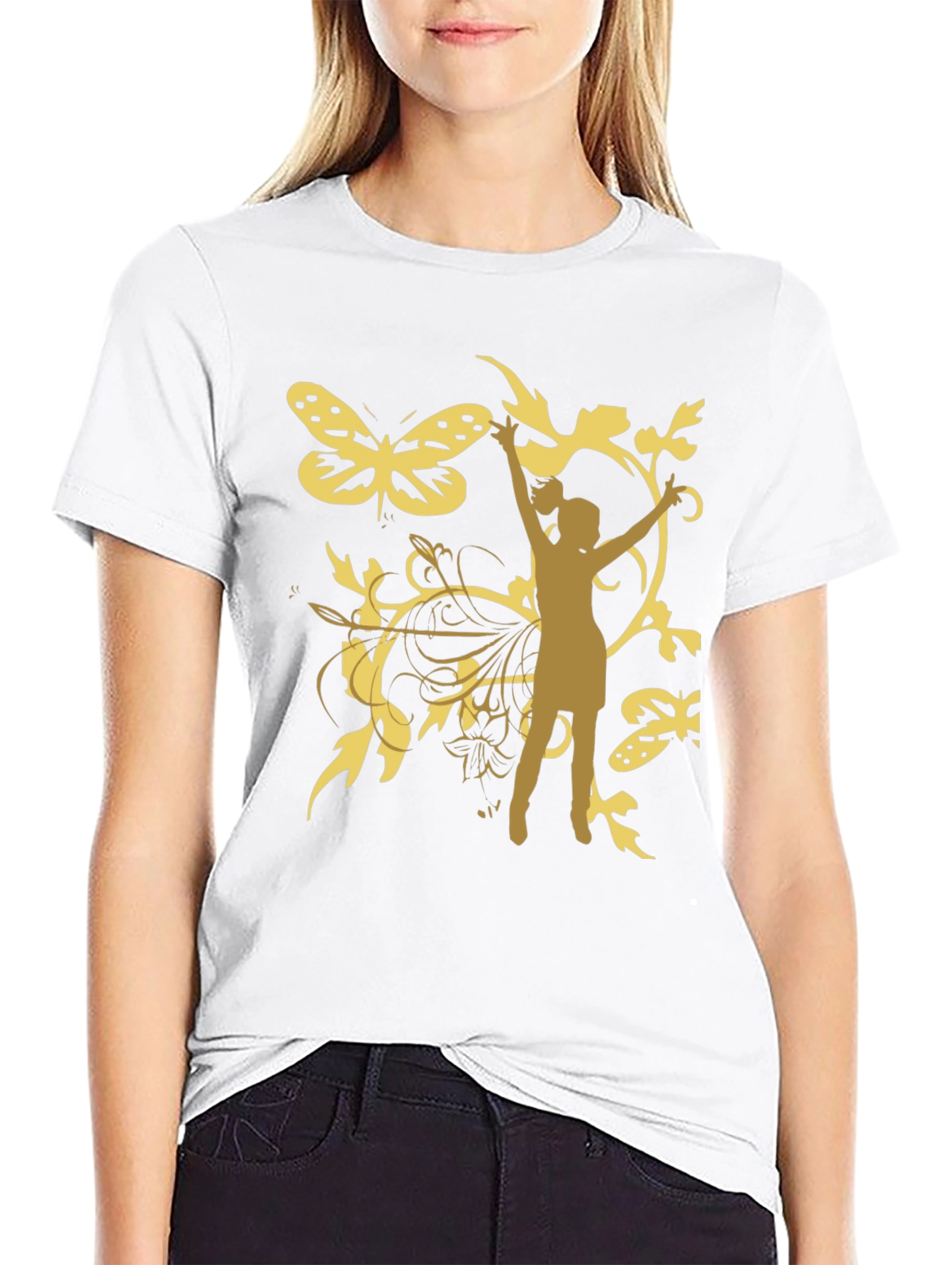 Butterfly Girl Graphic Tee - Stylish Black T-Shirt