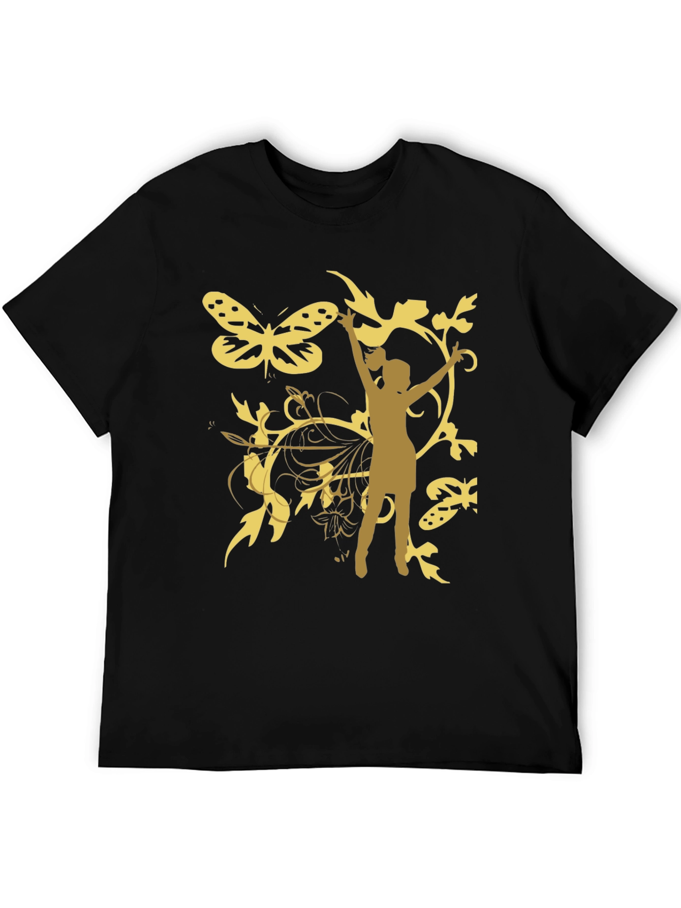 Butterfly Girl Graphic Tee - Stylish Black T-Shirt
