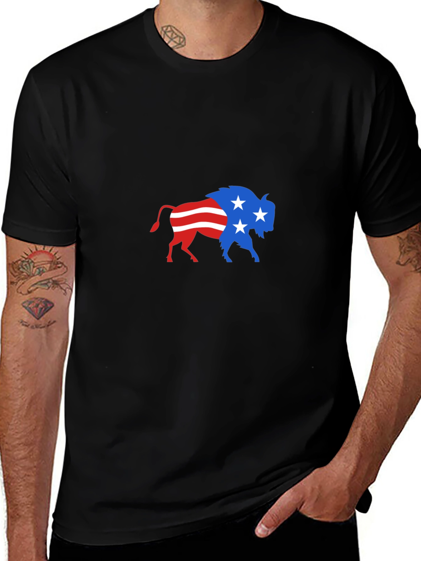 Patriotic Buffalo Graphic Tee - Stylish Comfort