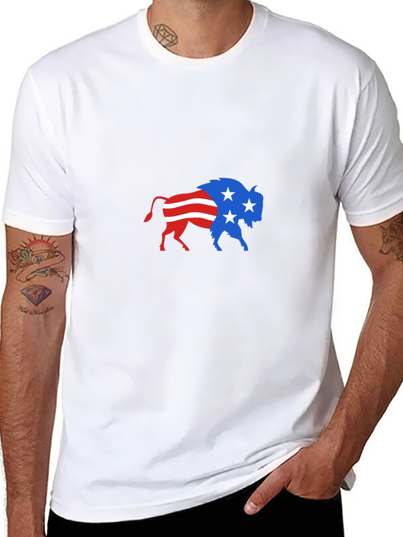 Patriotic Buffalo Graphic Tee - Stylish Comfort