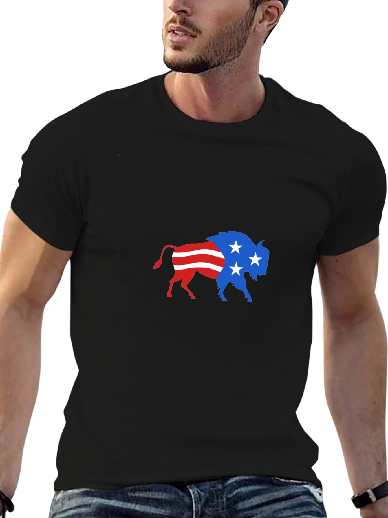 Patriotic Buffalo Graphic Tee - Stylish Comfort