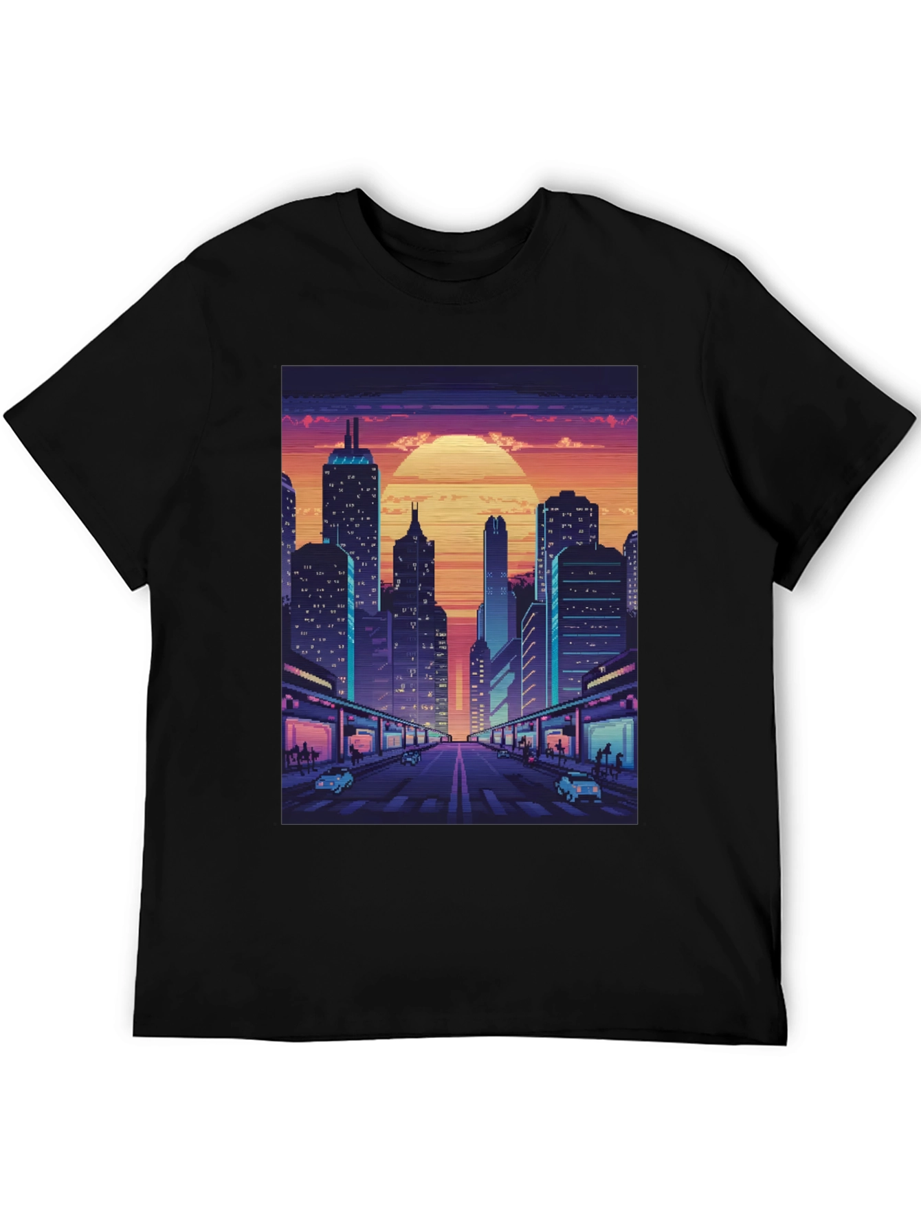 Retro Cityscape Pixel Art T-Shirt