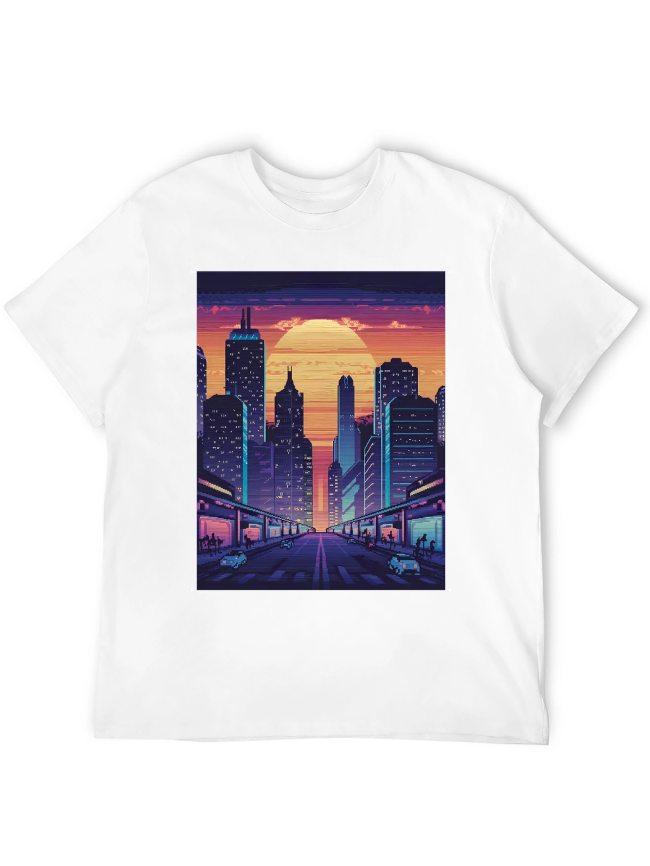 Retro Cityscape Pixel Art T-Shirt