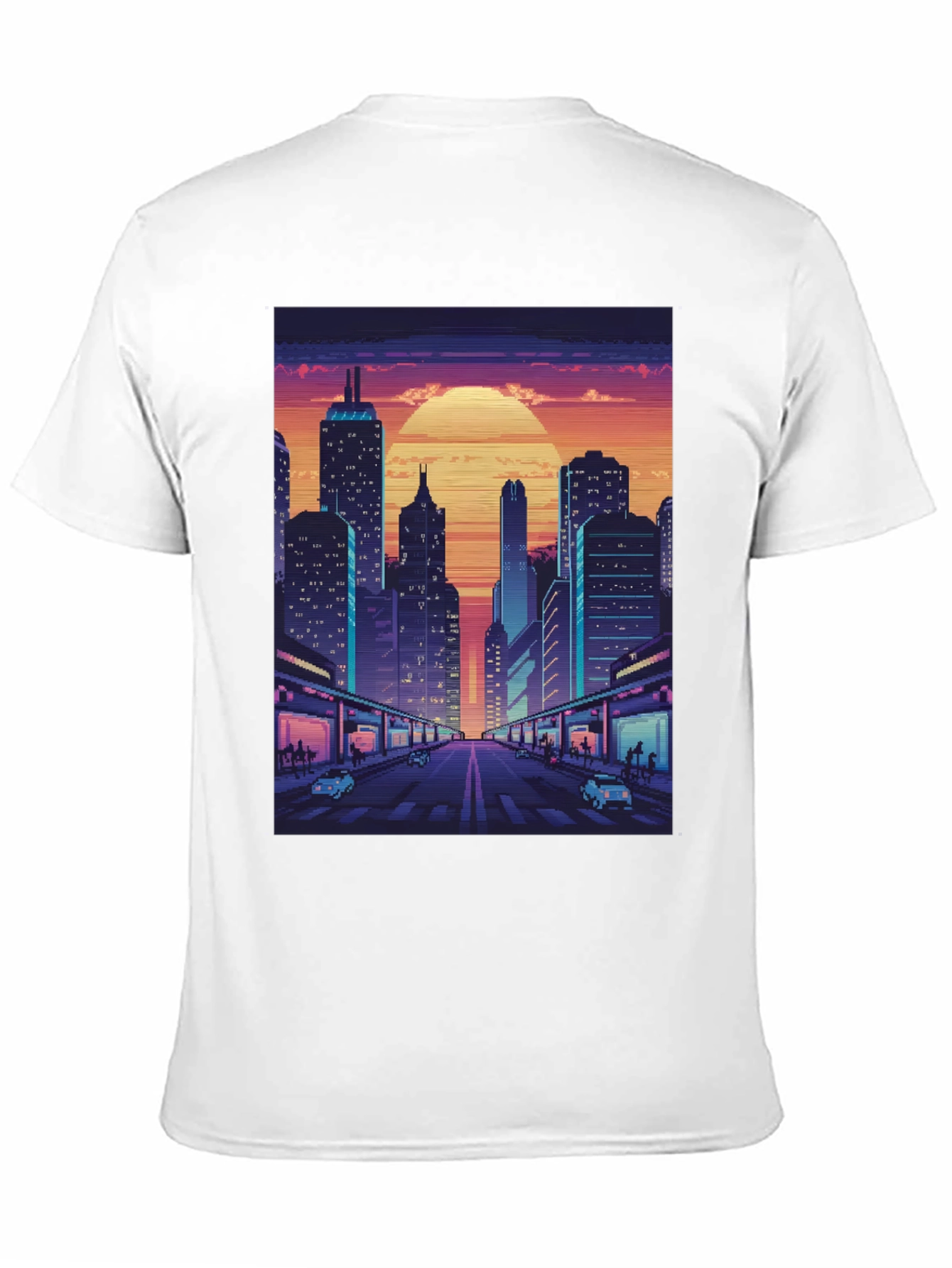 Retro Cityscape Pixel Art T-Shirt