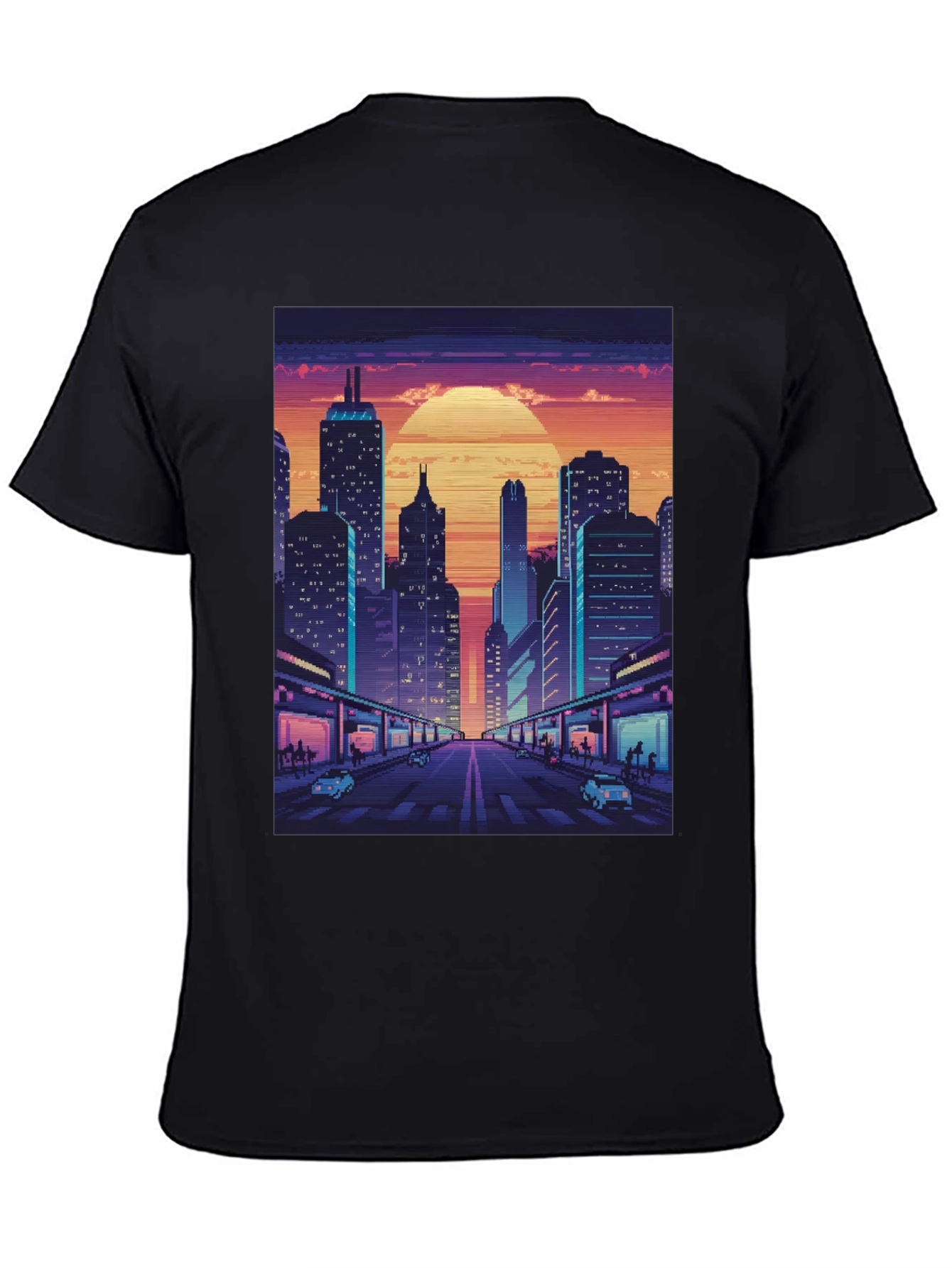 Retro Cityscape Pixel Art T-Shirt
