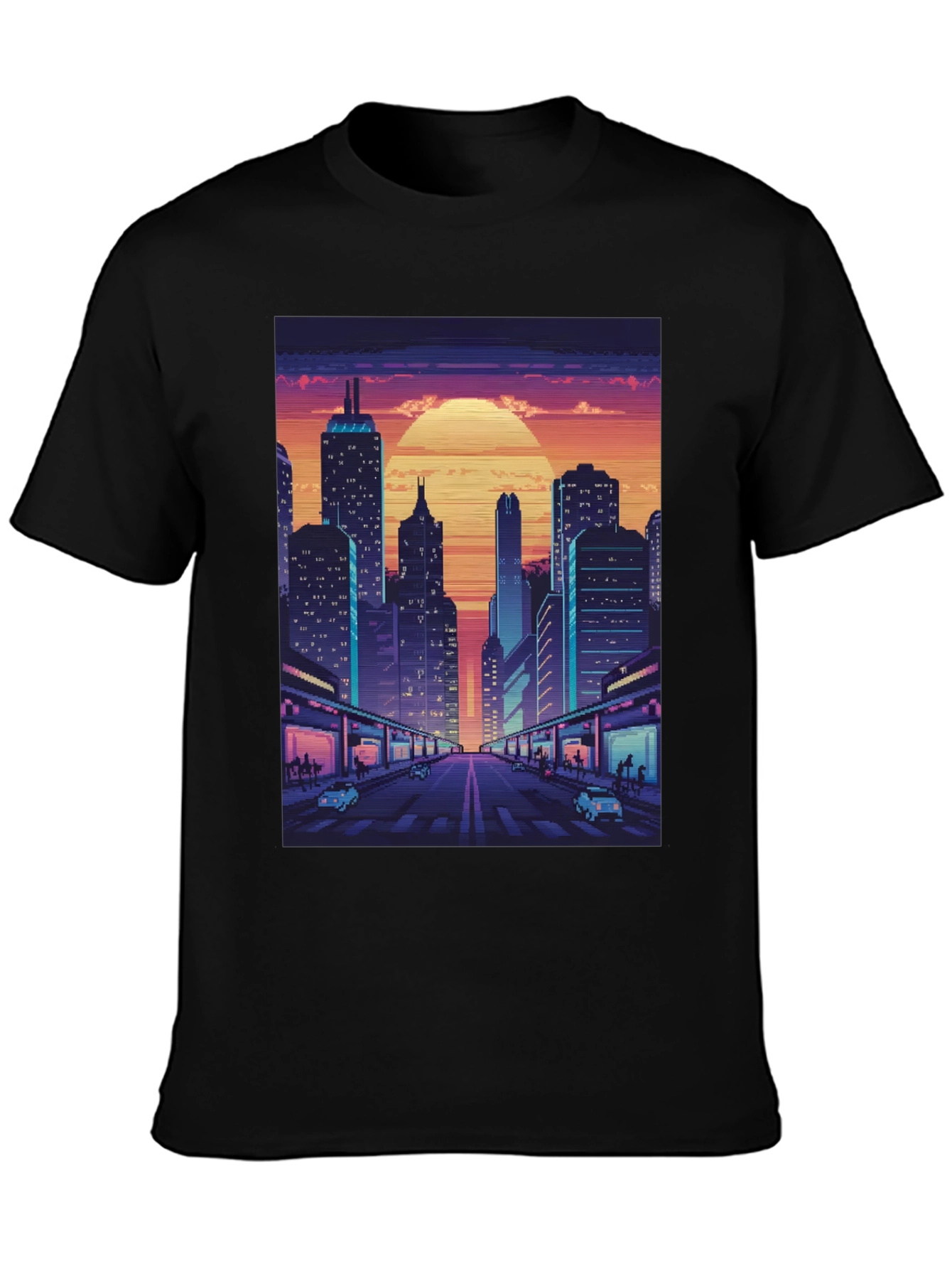 Retro Cityscape Pixel Art T-Shirt