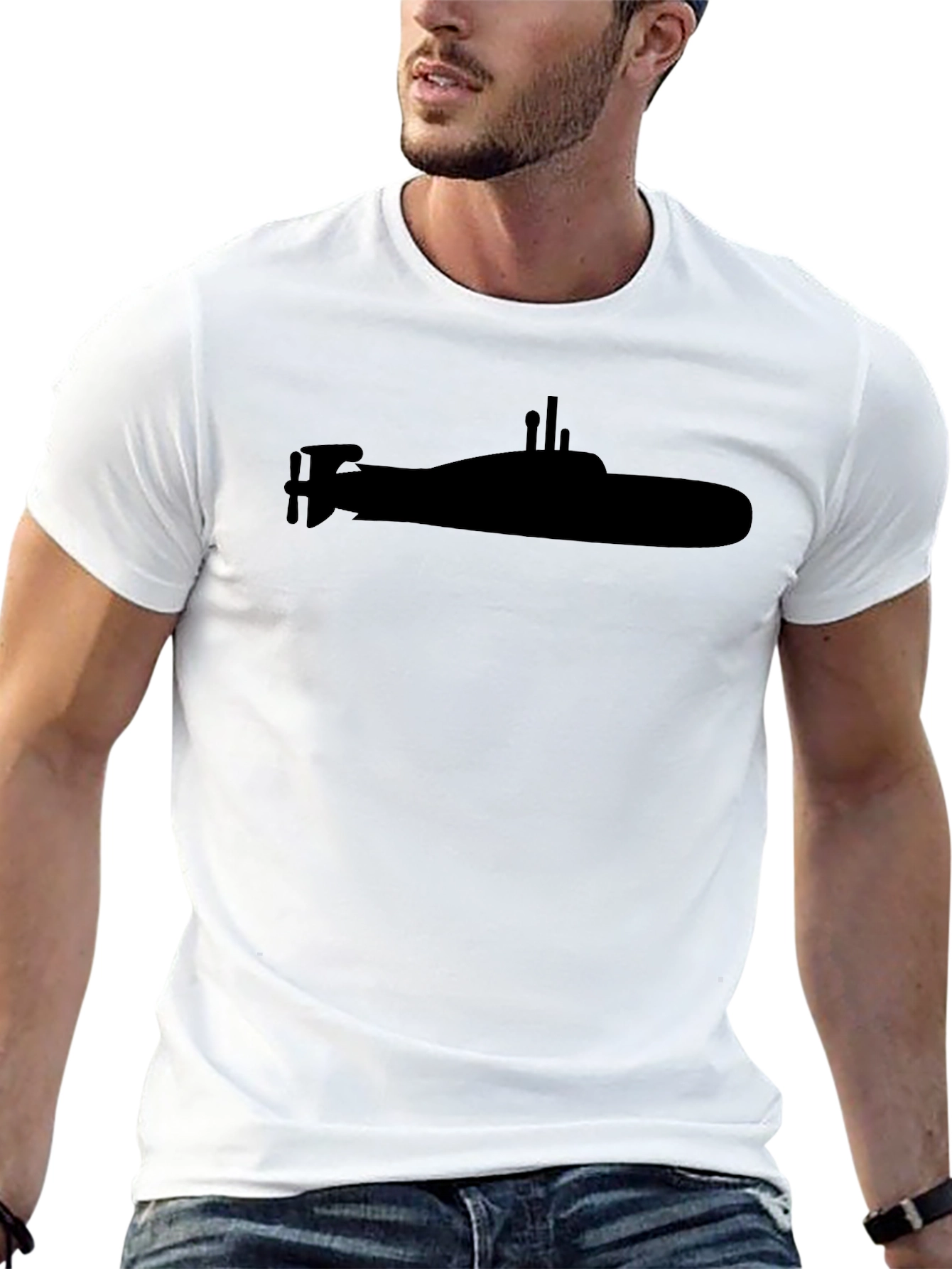 Submarine Graphic Tee - Black Crew Neck Shirt