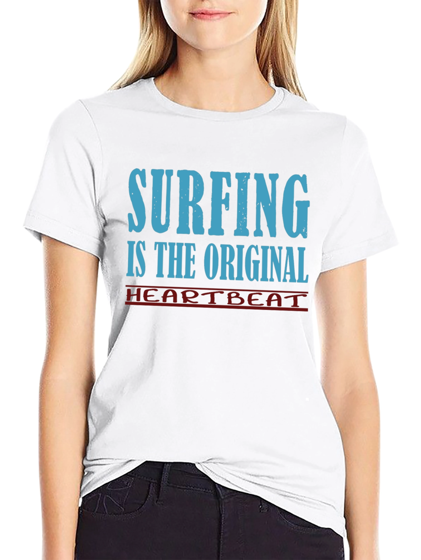 Surfing Original Heartbeat Tee - Black Cotton