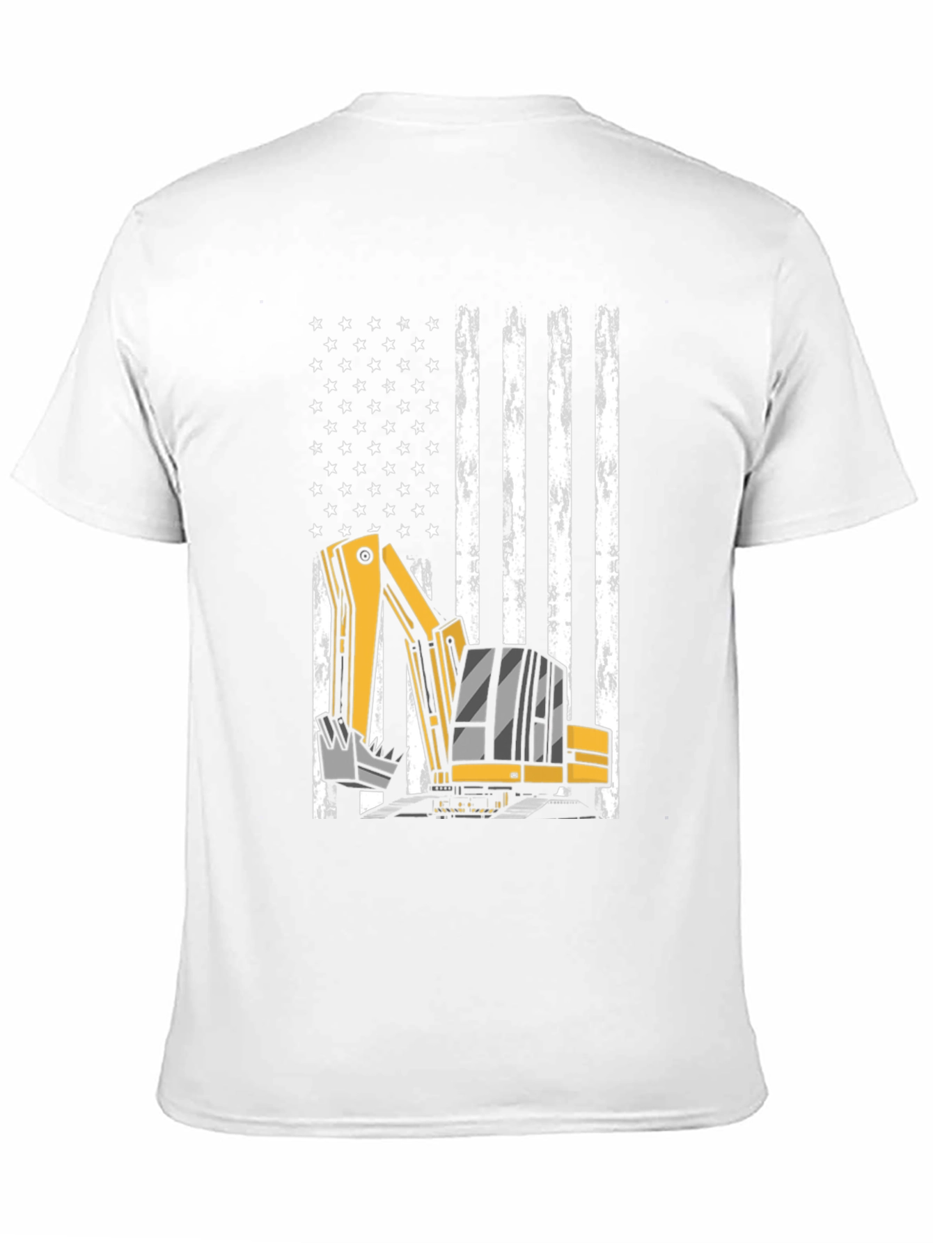 Excavator American Flag T-Shirt - Patriotic Construction Tee