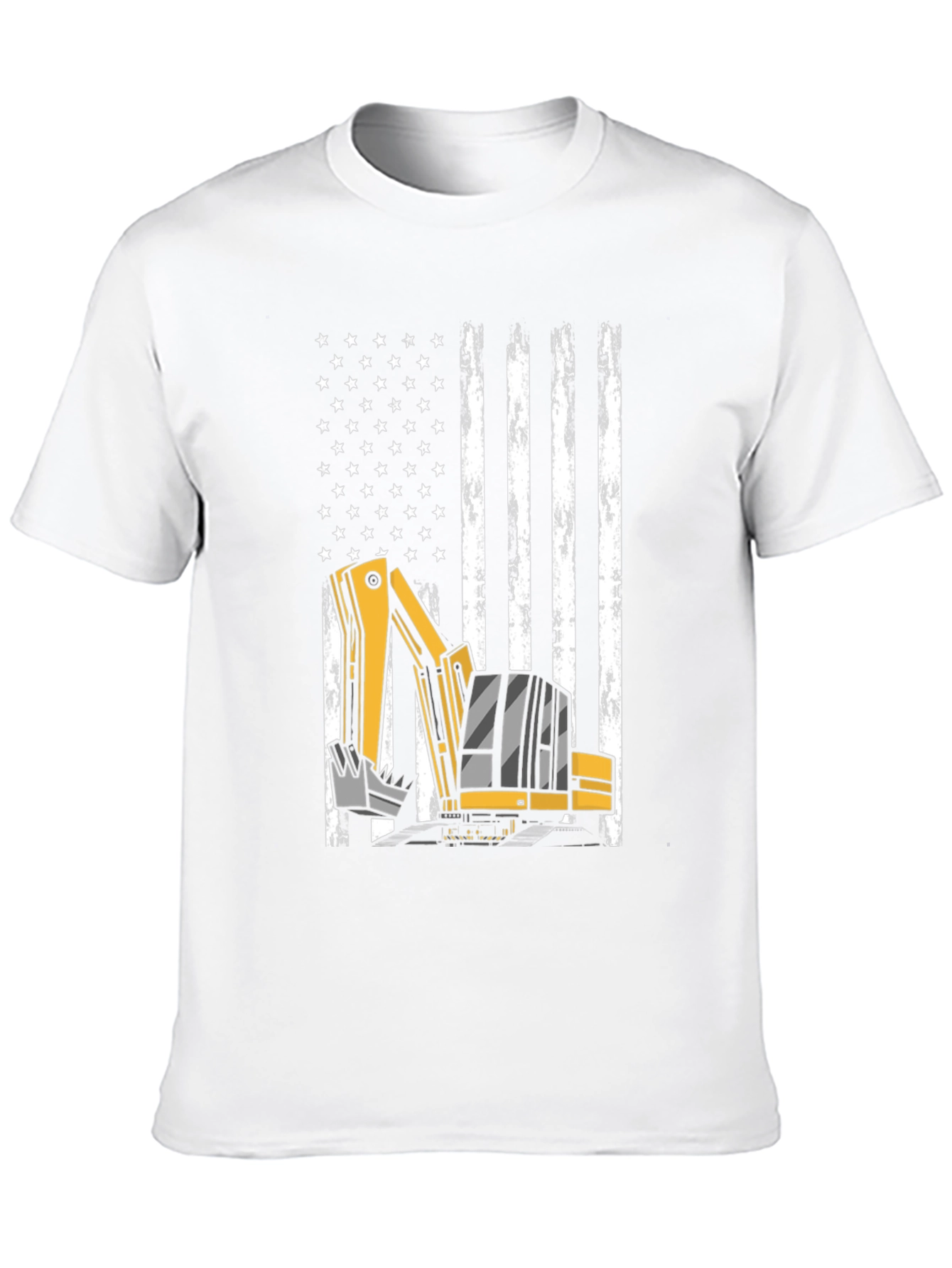 Excavator American Flag T-Shirt - Patriotic Construction Tee