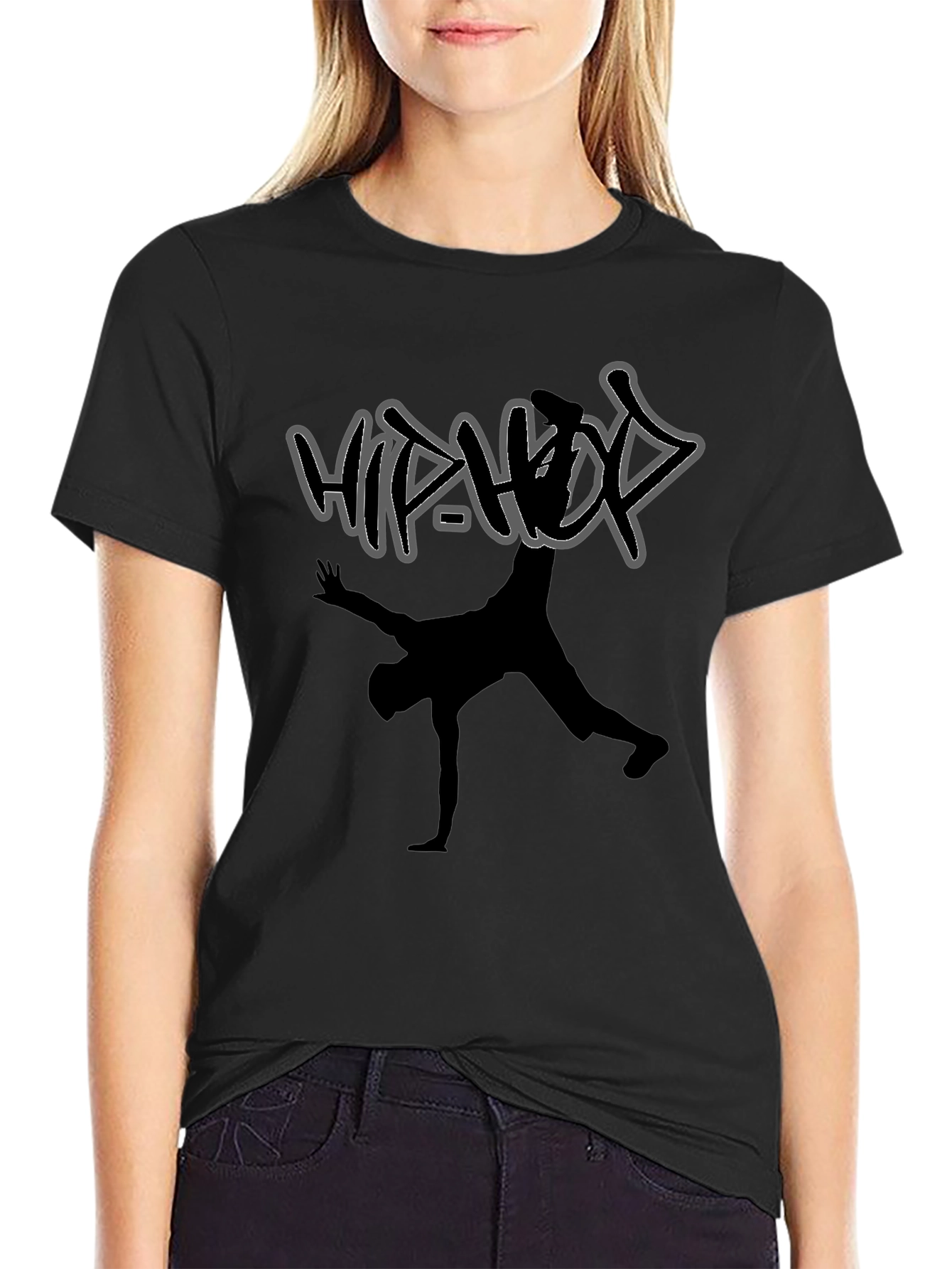 Hip Hop Dancer Graphic T-Shirt - Stylish Black Tee