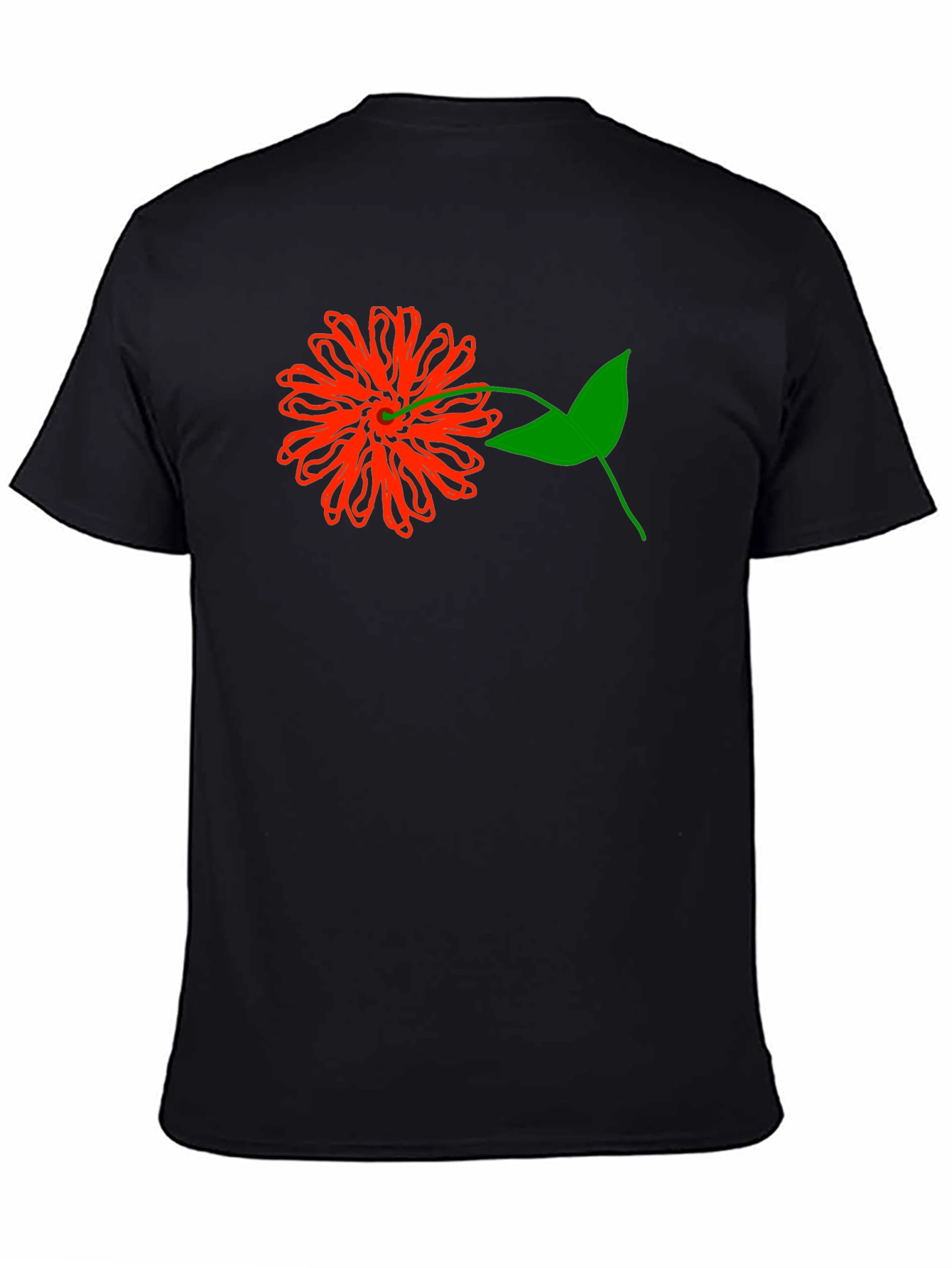 Mens Black T-Shirt with Bold Floral Graphic