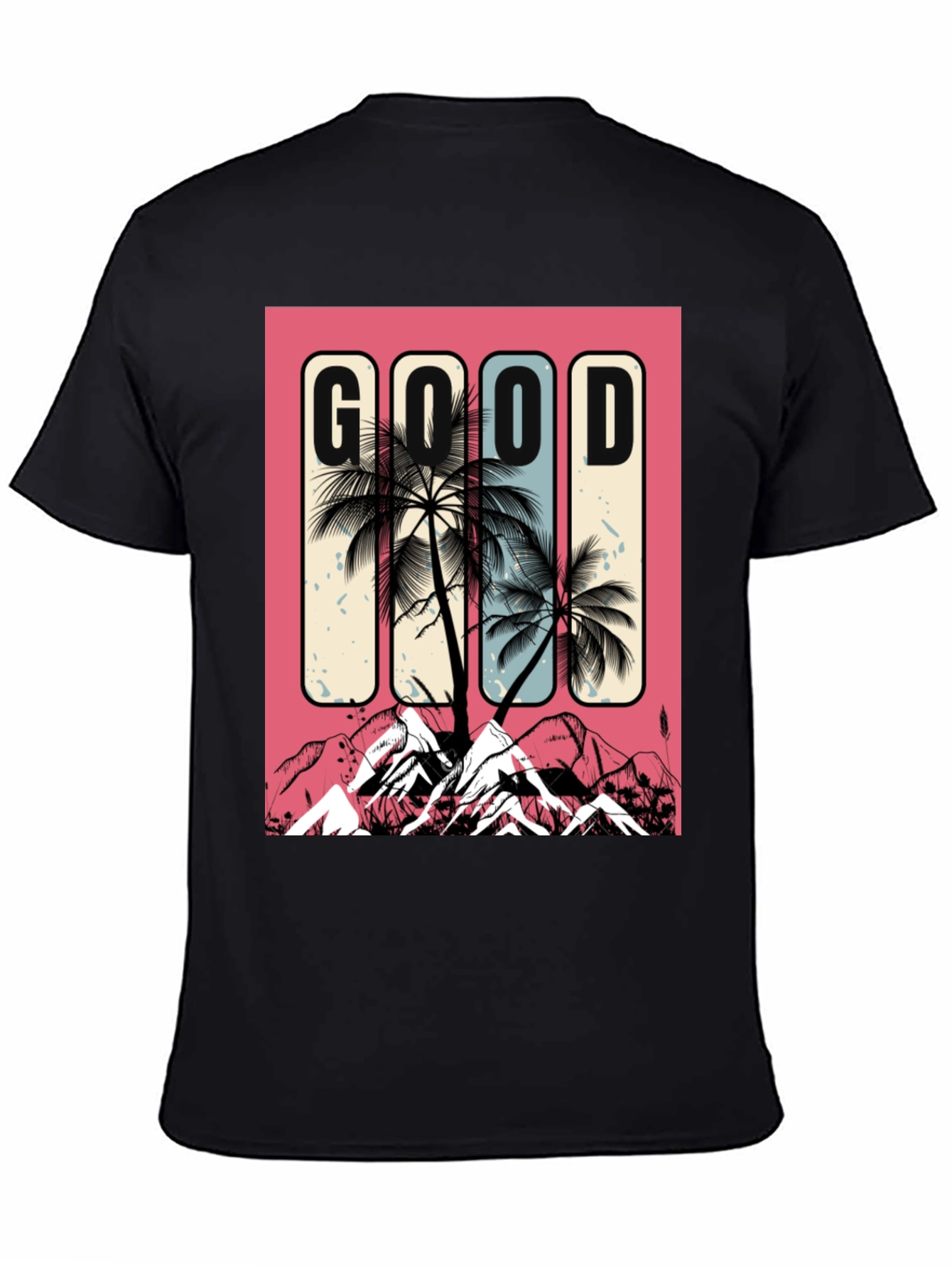 Good Vibes Graphic Tee - Palm Tree Mountain Design