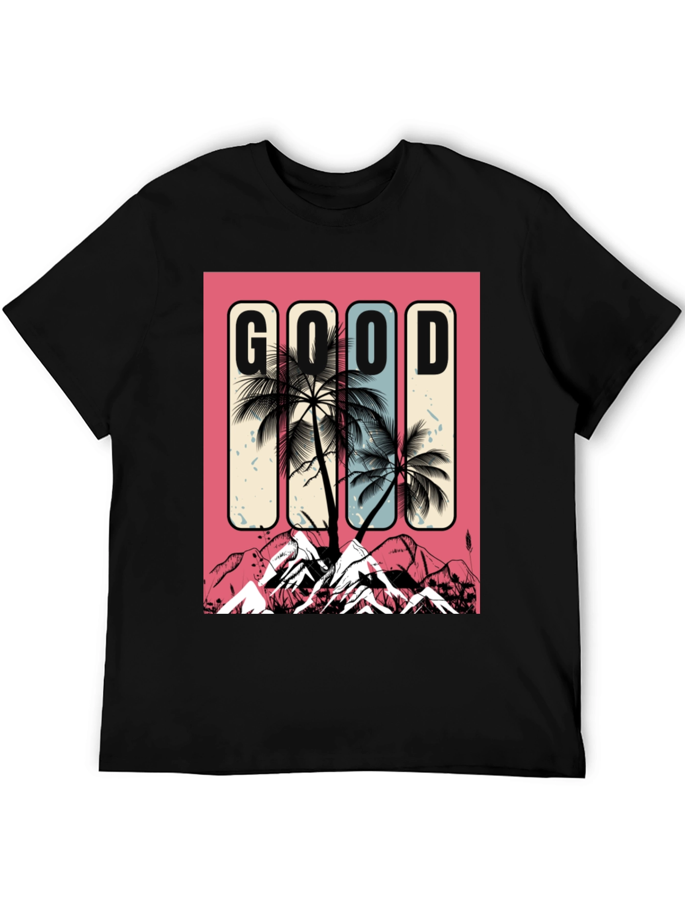 Good Vibes Graphic Tee - Palm Tree Mountain Design