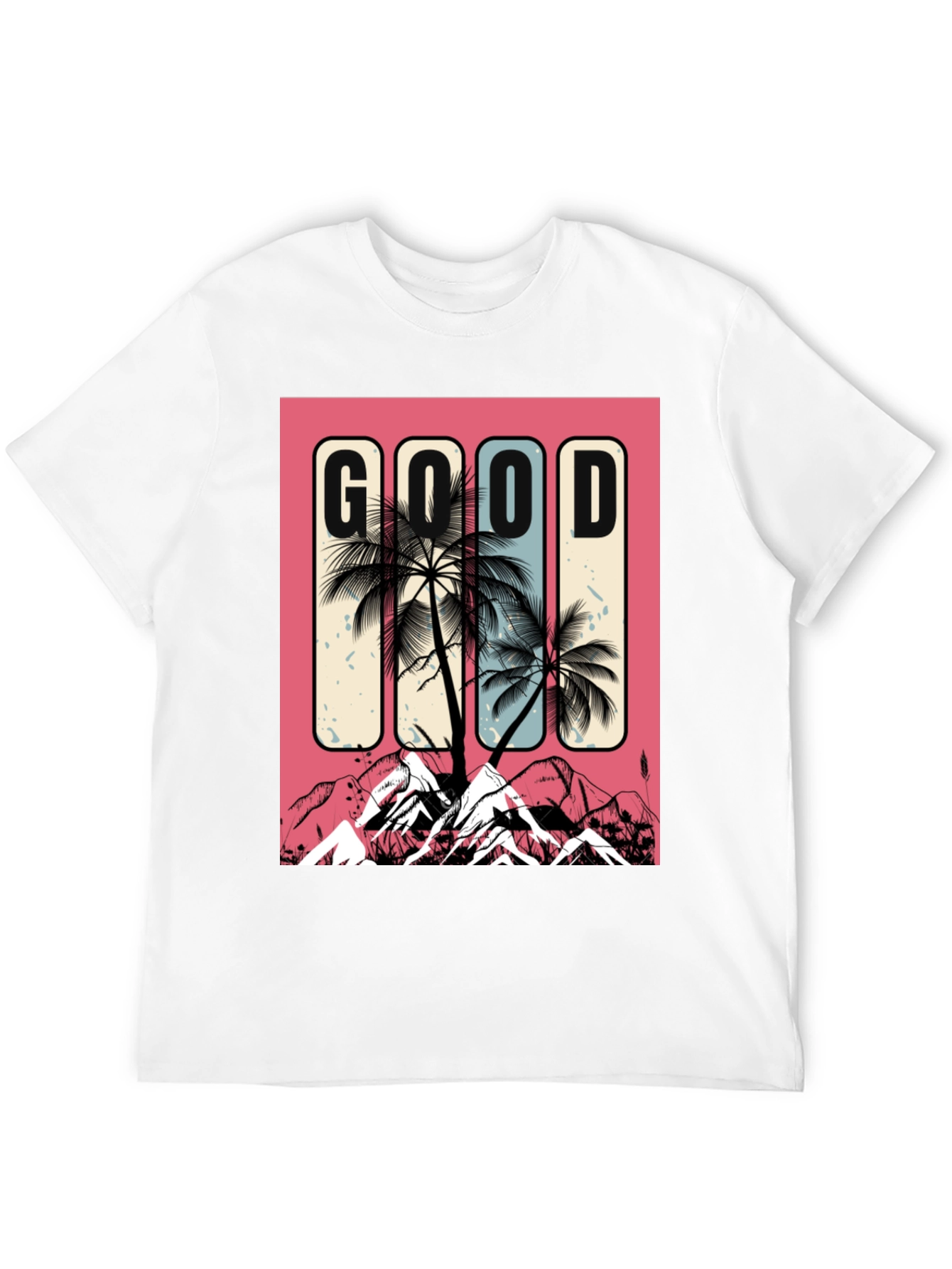 Good Vibes Graphic Tee - Palm Tree Mountain Design