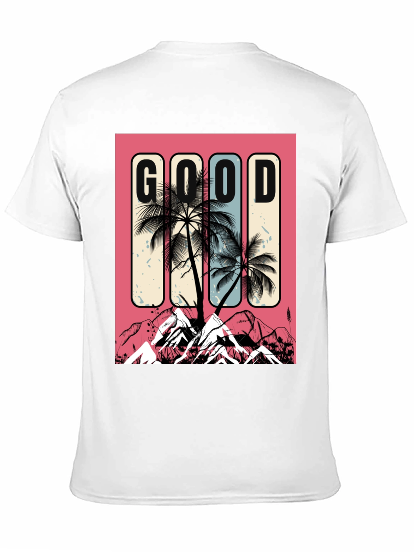 Good Vibes Graphic Tee - Palm Tree Mountain Design