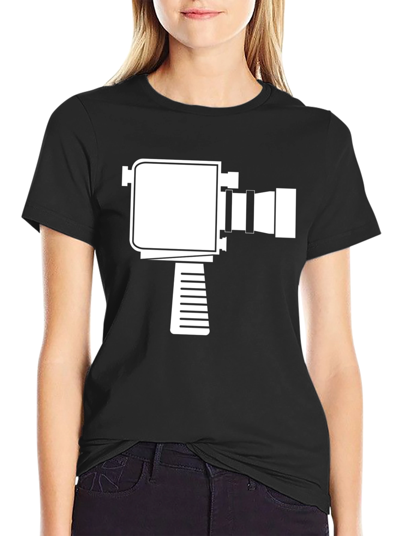Retro Camera Graphic T-Shirt - Black