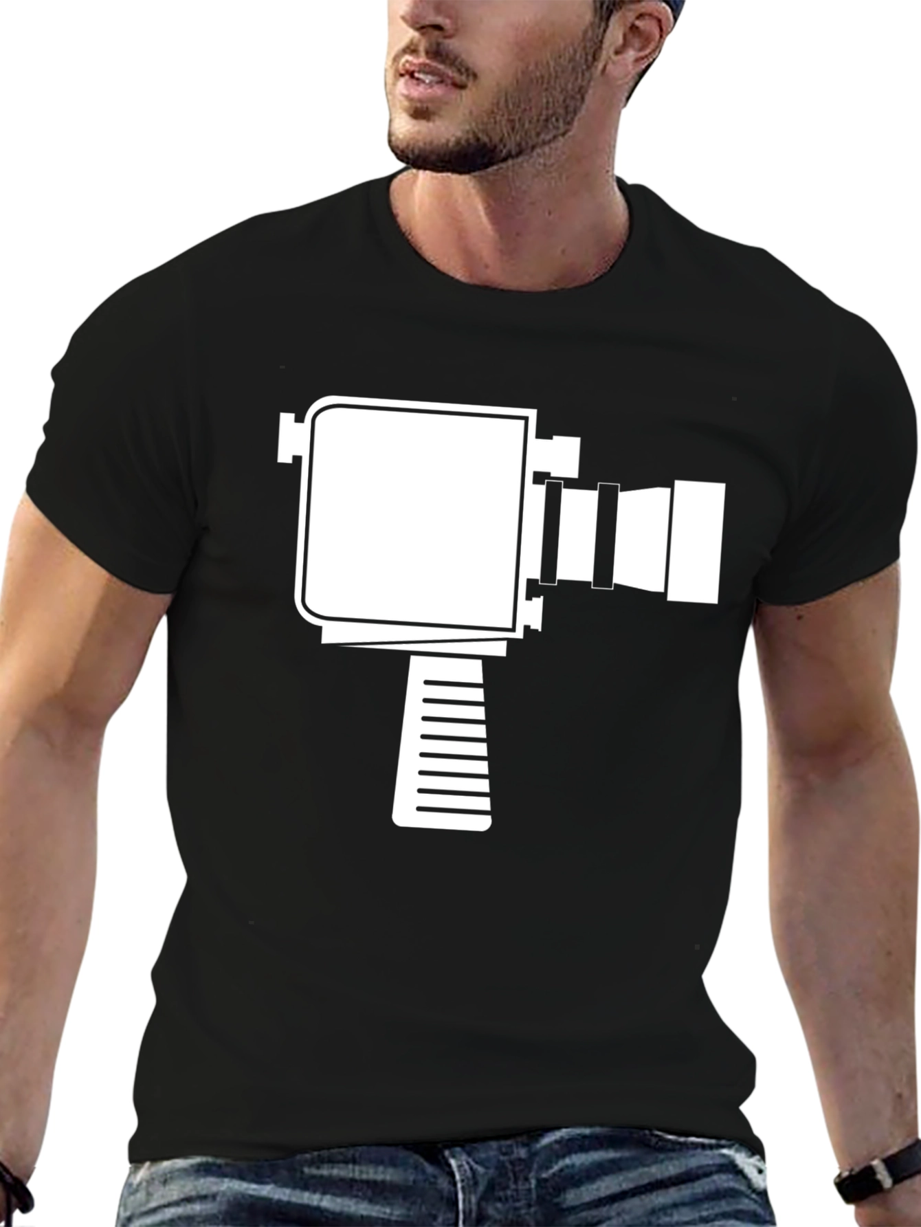 Retro Camera Graphic T-Shirt - Black