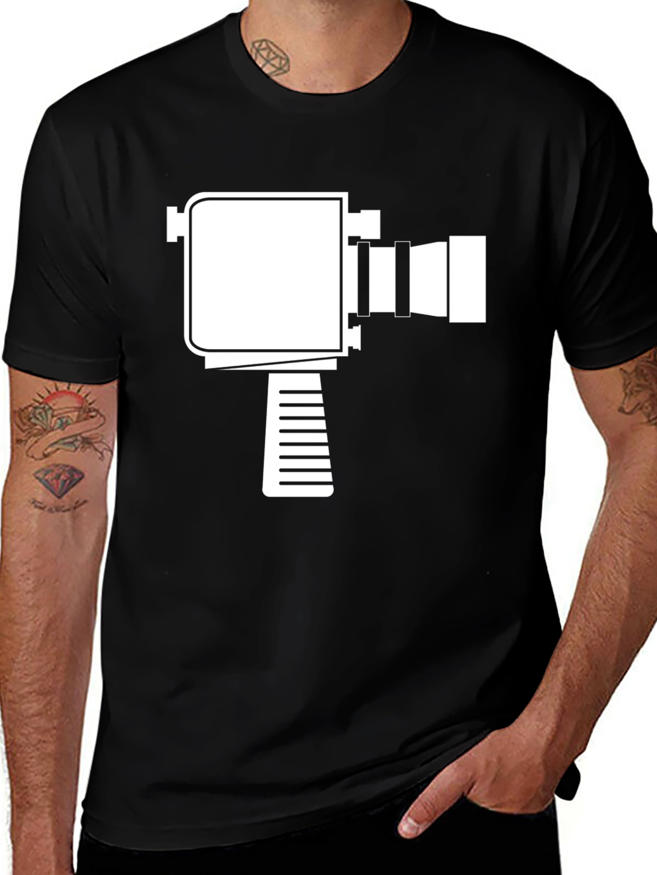 Retro Camera Graphic T-Shirt - Black