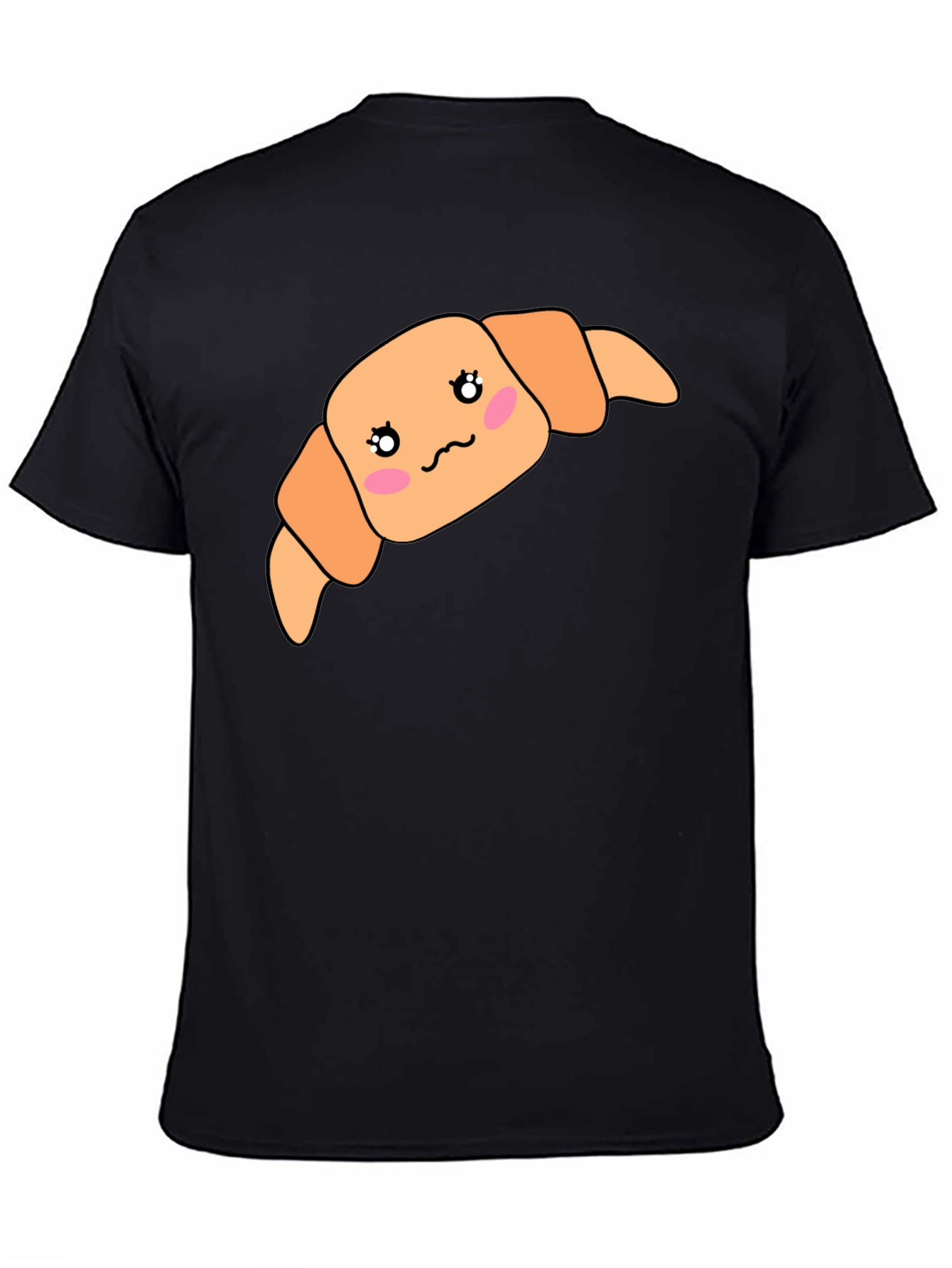 Kawaii Croissant Black T-Shirt