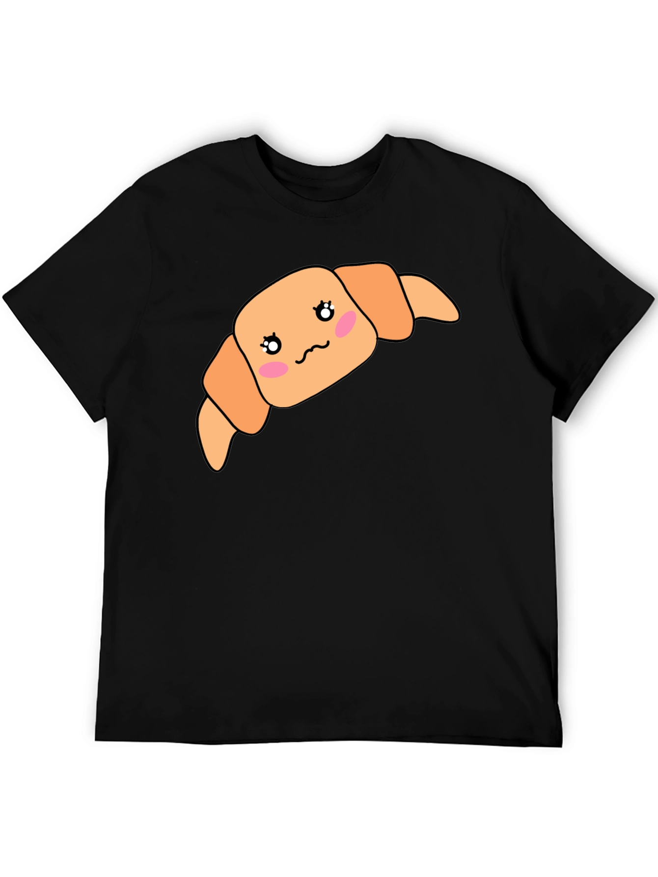 Kawaii Croissant Black T-Shirt