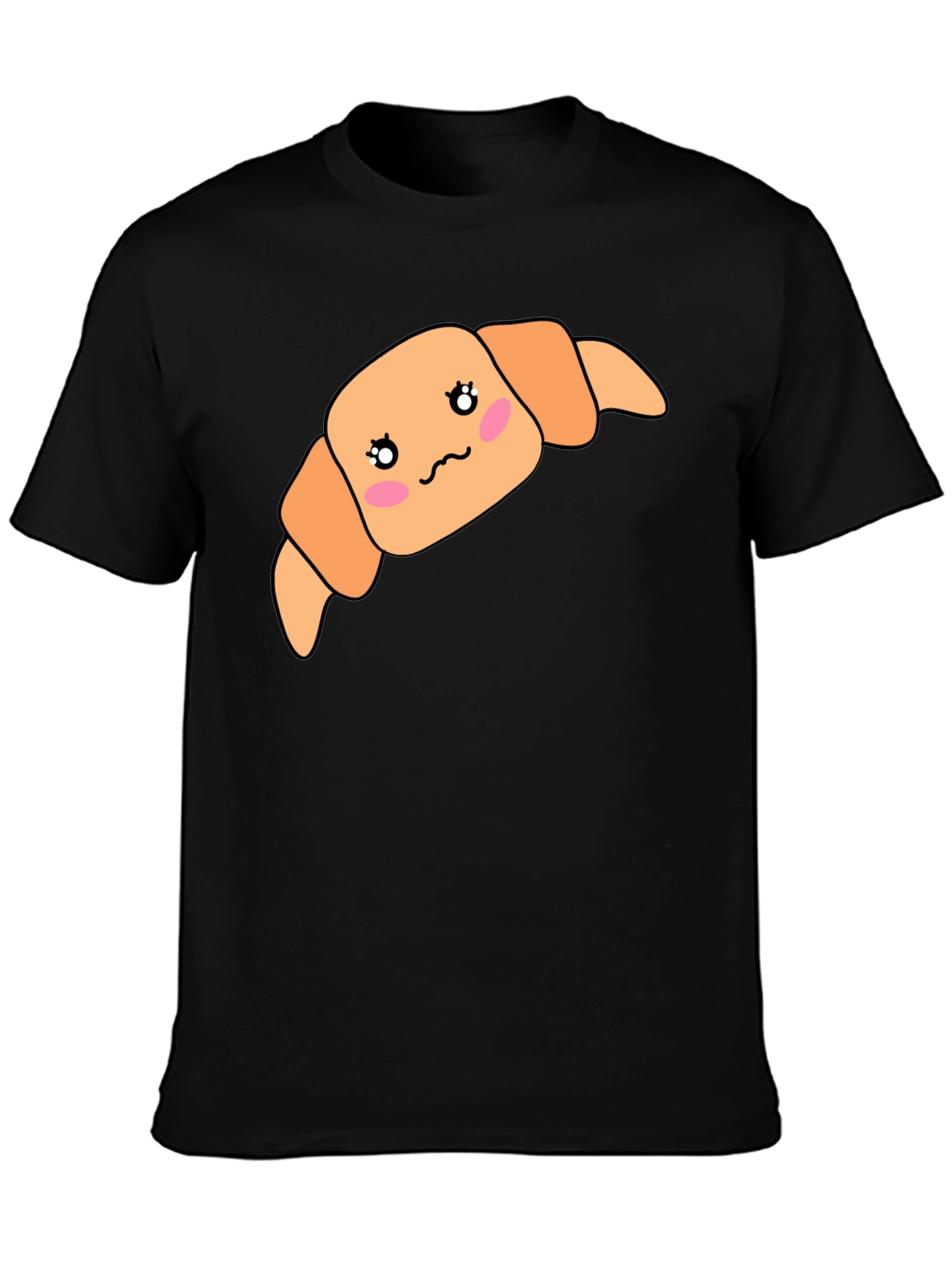 Kawaii Croissant Black T-Shirt