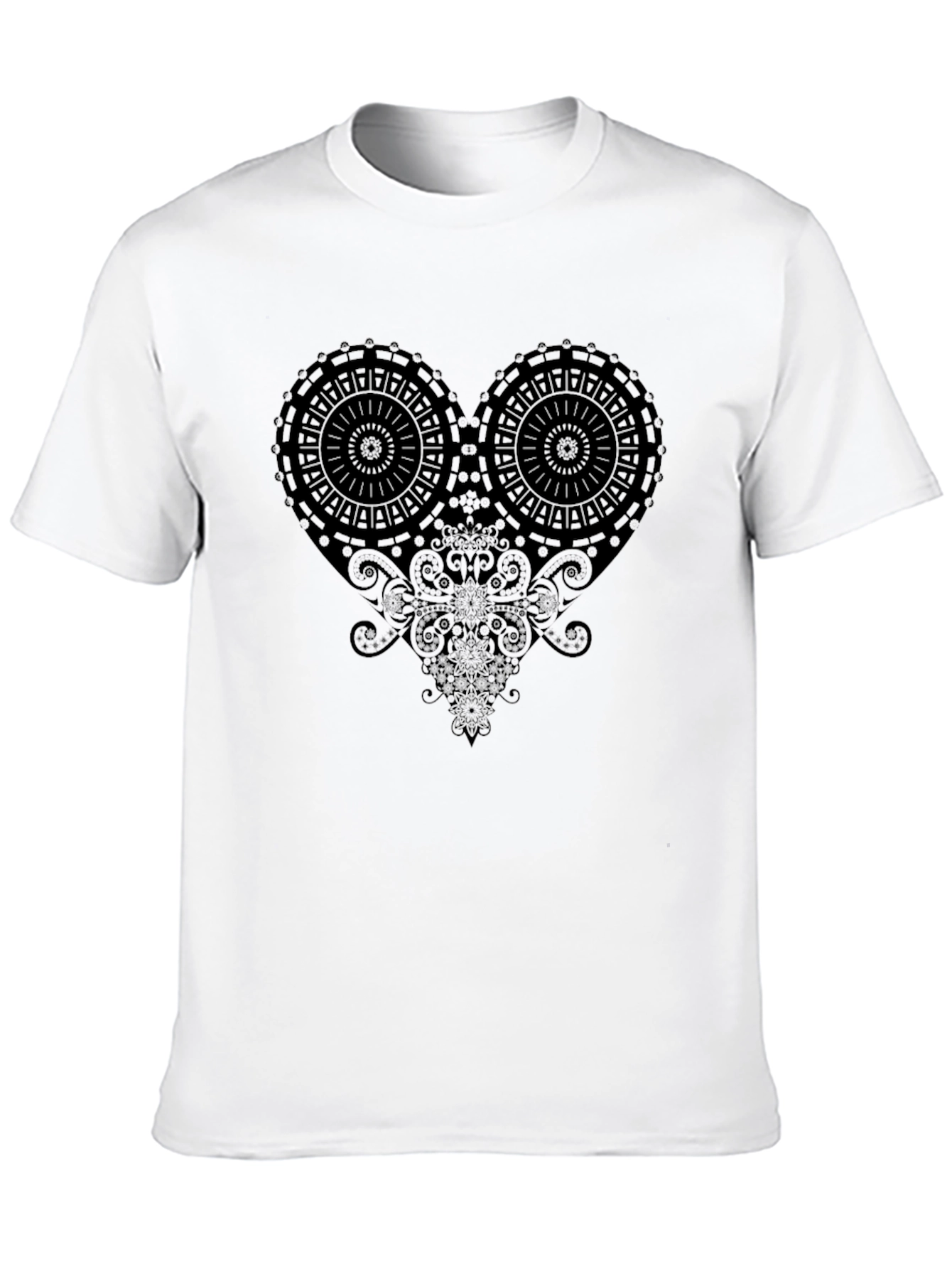 Abstract Heart Graphic Black T-Shirt