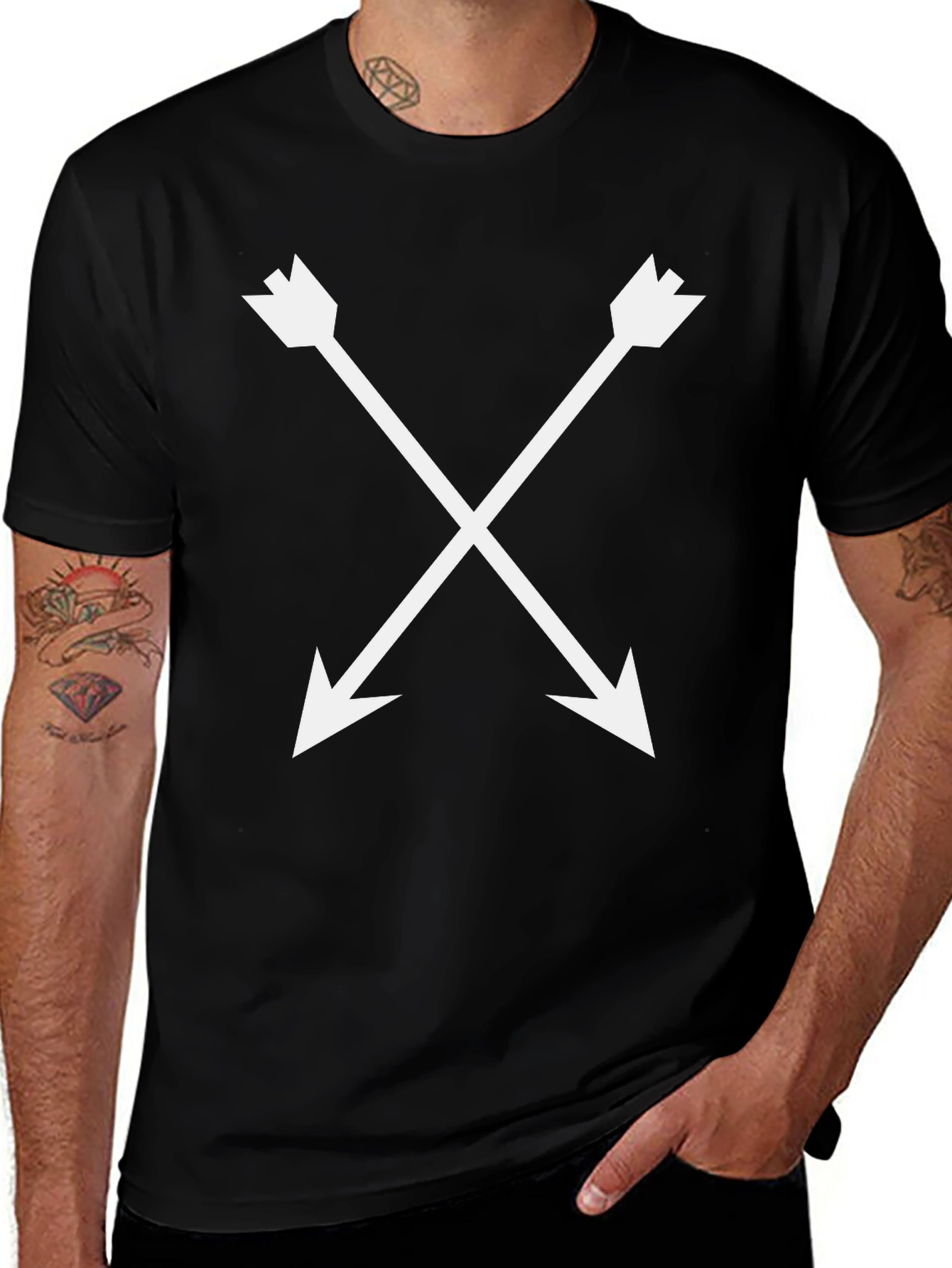 Arrow Cross Graphic Black T-Shirt